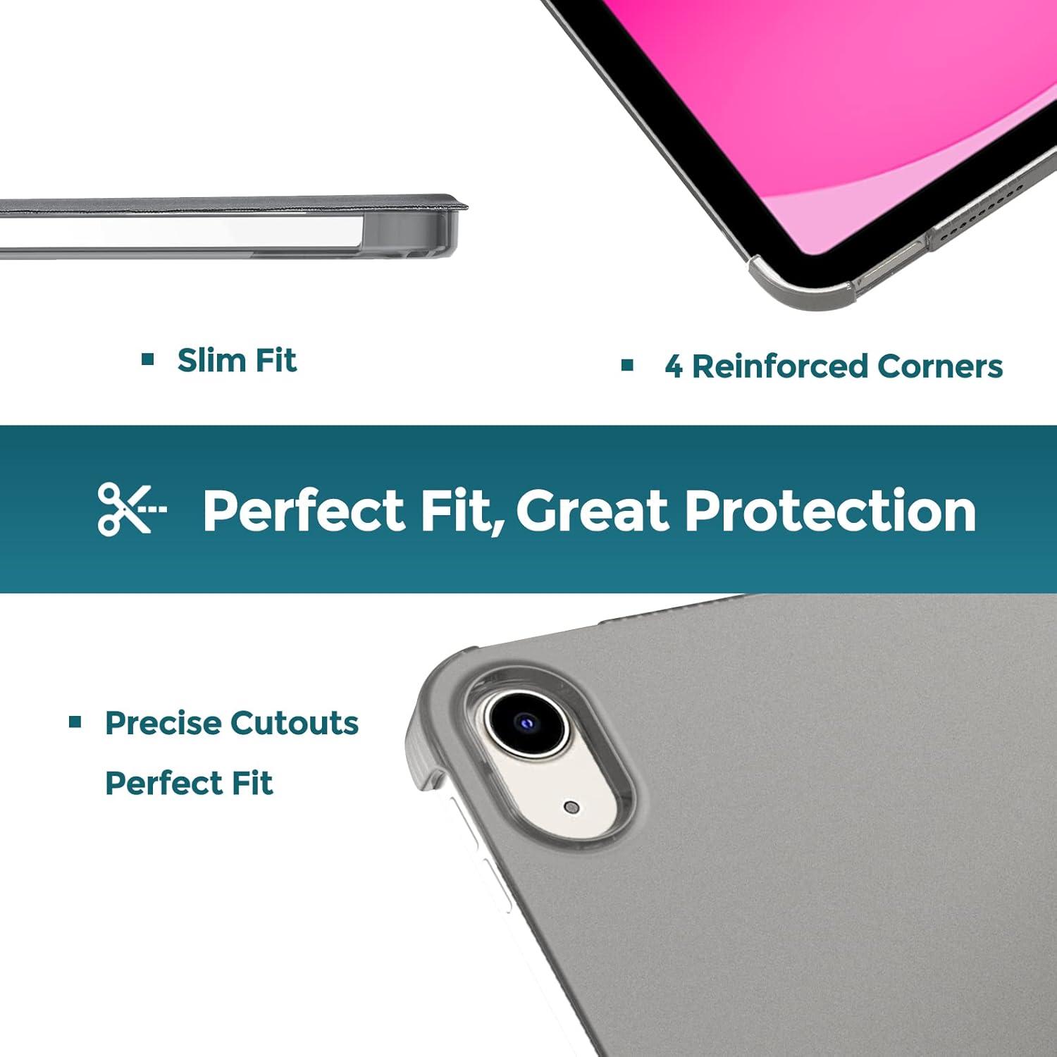 image:imageProCase for iPad A16 11th Generation 11 Inch 2025 iPad 10th Generation 109 Inch 2022 Case Slim Smart Cover with Translucent Hard Shell Back Supports Touch ID Auto WakeSleep BlueGrey