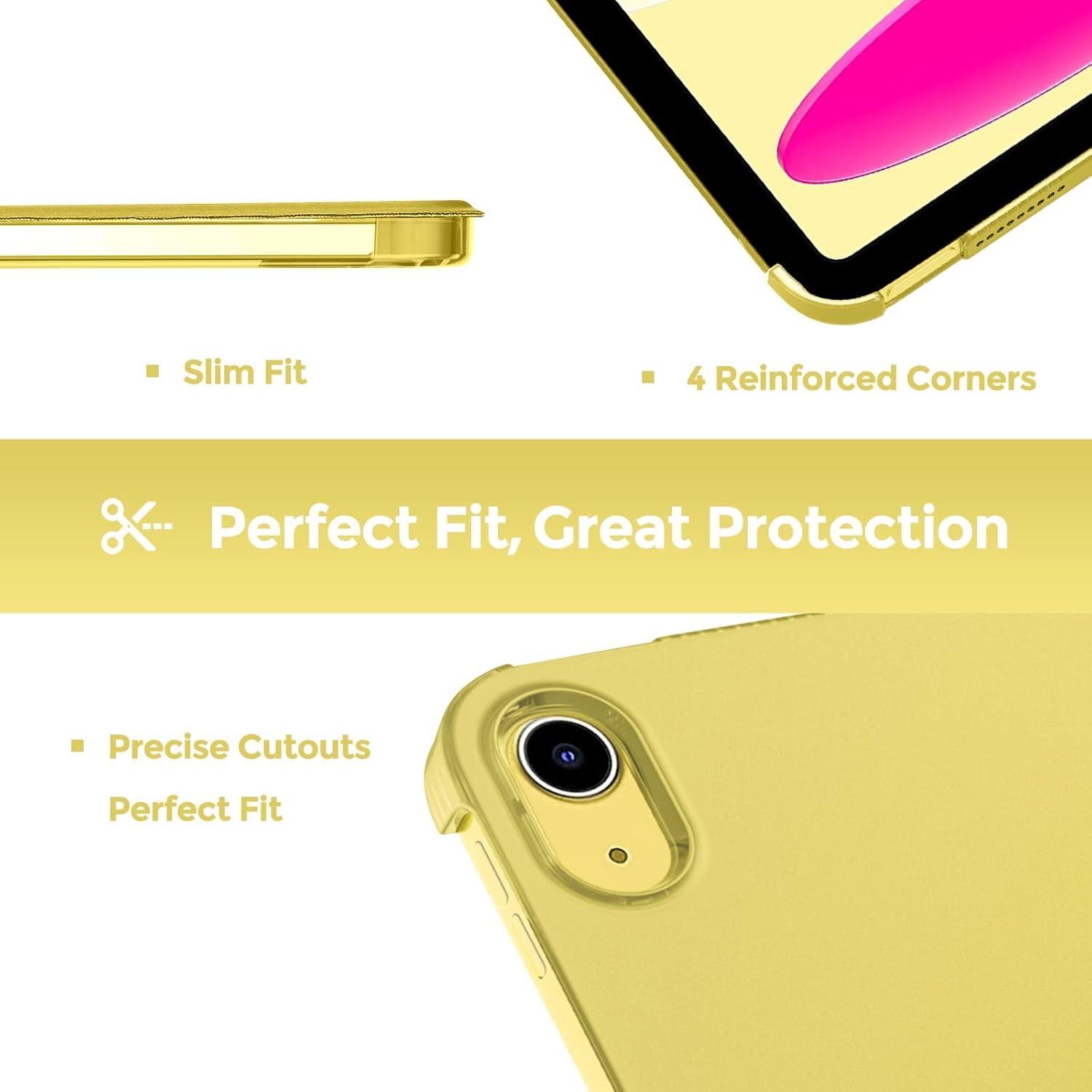 image:imageProCase for iPad A16 11th Generation 11 Inch 2025 iPad 10th Generation 109 Inch 2022 Case Slim Smart Cover with Translucent Hard Shell Back Supports Touch ID Auto WakeSleep BlueYellow