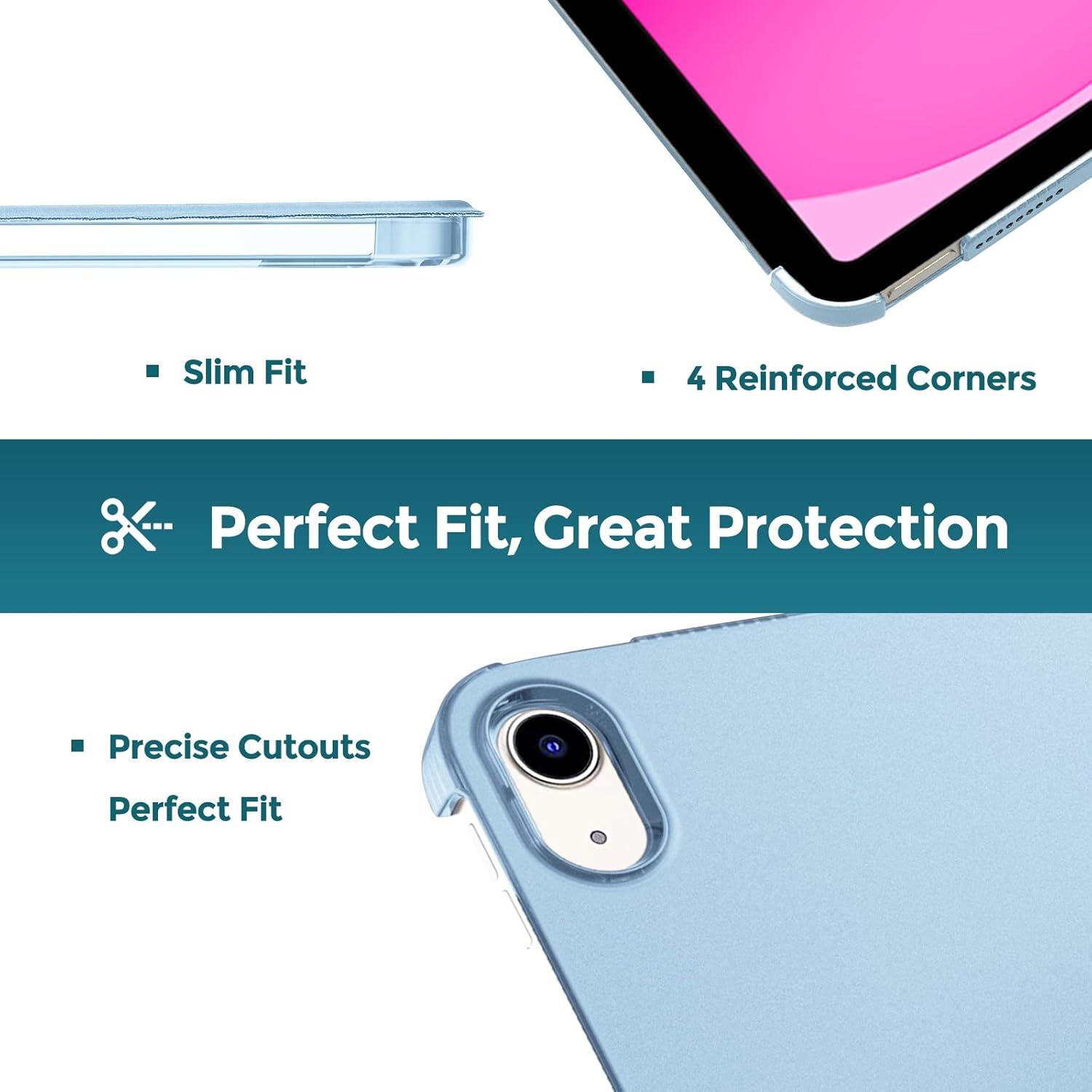 image:imageProCase for iPad A16 11th Generation 11 Inch 2025 iPad 10th Generation 109 Inch 2022 Case Slim Smart Cover with Translucent Hard Shell Back Supports Touch ID Auto WakeSleep BlueSkyblue