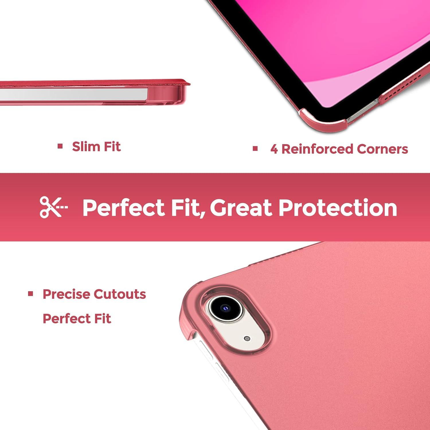 image:imageProCase for iPad A16 11th Generation 11 Inch 2025 iPad 10th Generation 109 Inch 2022 Case Slim Smart Cover with Translucent Hard Shell Back Supports Touch ID Auto WakeSleep BlueRed