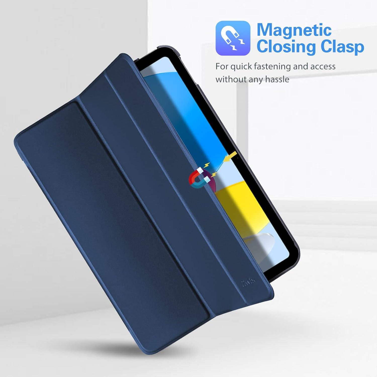 image:imageProCase for iPad A16 11th Generation 11 Inch 2025 iPad 10th Generation 109 Inch 2022 Case Slim Smart Cover with Translucent Hard Shell Back Supports Touch ID Auto WakeSleep BlueDarkblue