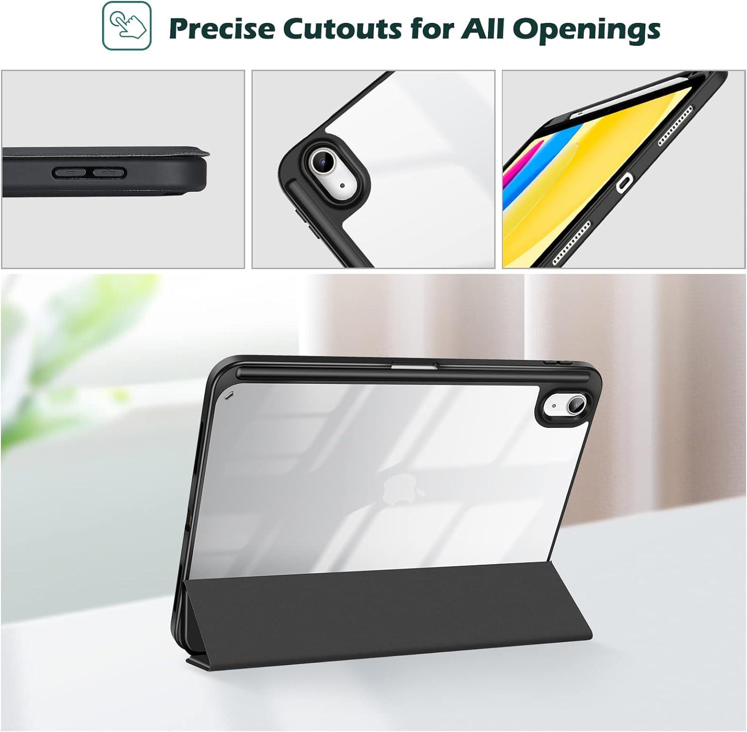 image:imageProCase for iPad A16 11th Generation 11 Inch 202510th Generation 109 Inch 2022 Case with Pencil Holder Hybrid iPad 11 10 Case with Clear Back Supports Auto WakeSleep BlackBlack