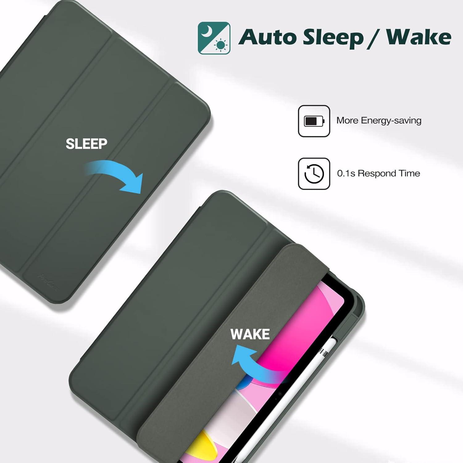 image:imageProCase for iPad A16 11th Generation 11 Inch 202510th Generation 109 Inch 2022 Case with Pencil Holder Hybrid iPad 11 10 Case with Clear Back Supports Auto WakeSleep BlackOlivegreen