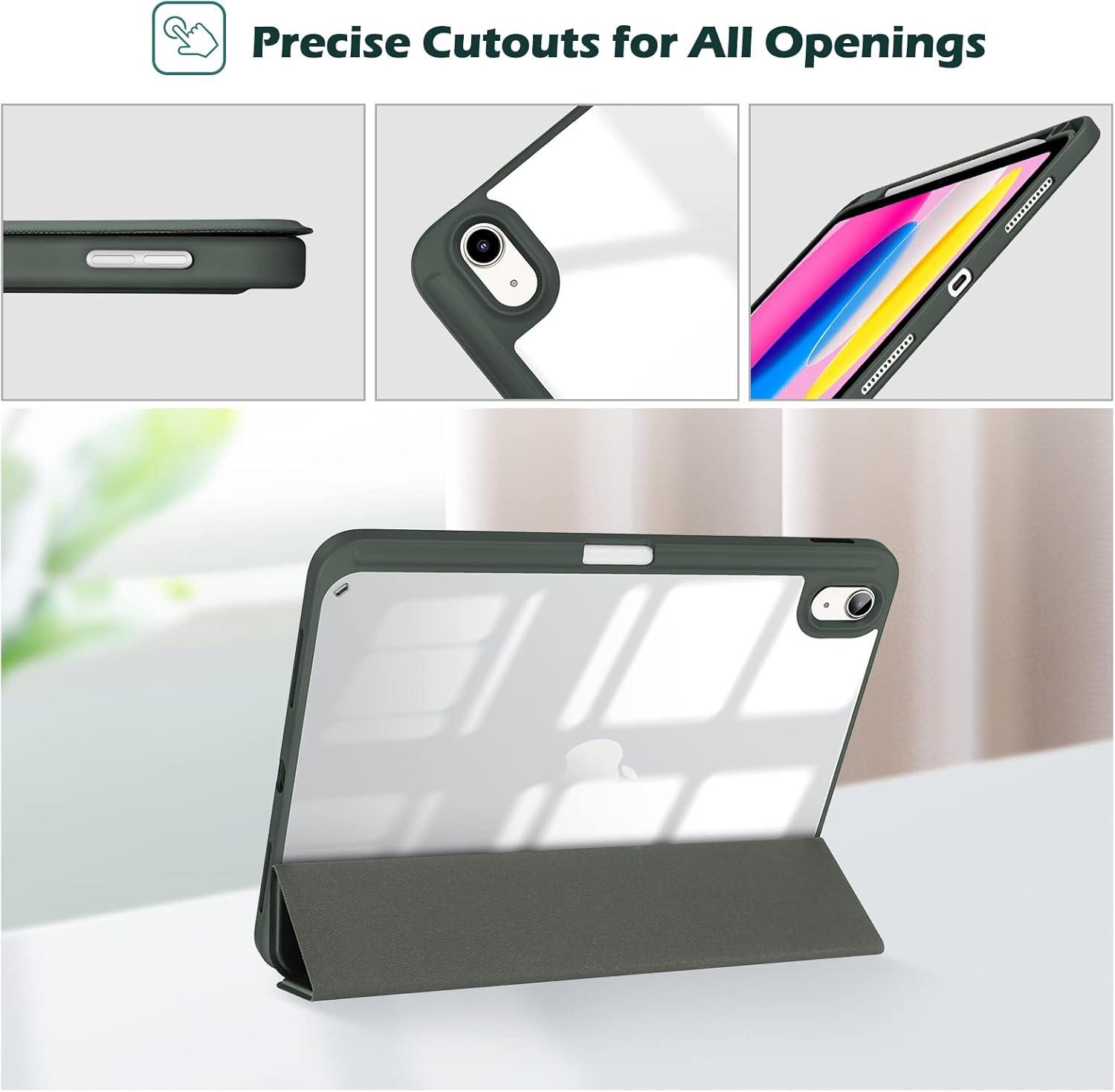 image:imageProCase for iPad A16 11th Generation 11 Inch 202510th Generation 109 Inch 2022 Case with Pencil Holder Hybrid iPad 11 10 Case with Clear Back Supports Auto WakeSleep BlackOlivegreen