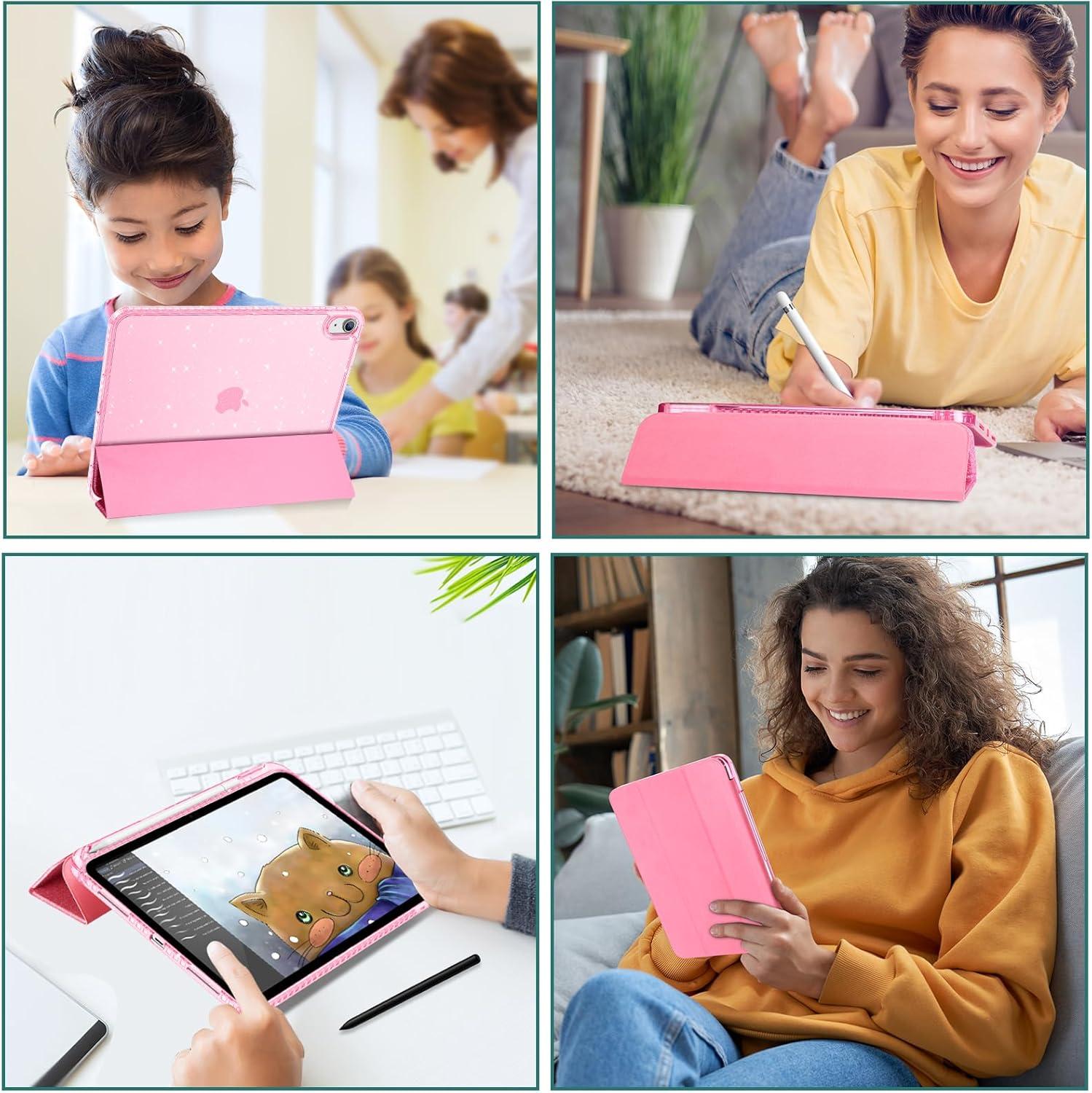 image:imageProCase for iPad A16 11th Generation 11 Inch 202510th Generation 109 Inch 2022 Case with Pencil Holder Hybrid iPad 11 10 Case with Clear Back Supports Auto WakeSleep BlackGlitterPink