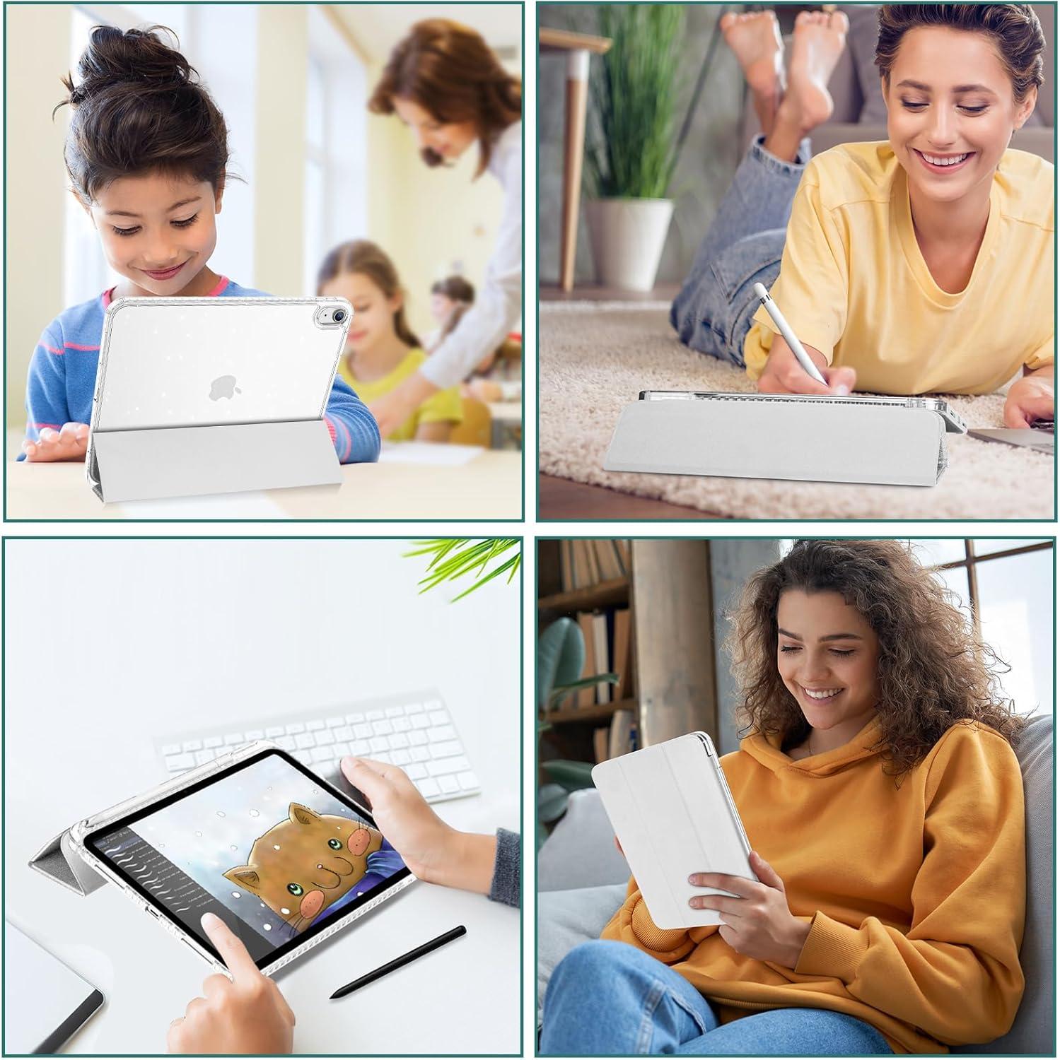 image:imageProCase for iPad A16 11th Generation 11 Inch 202510th Generation 109 Inch 2022 Case with Pencil Holder Hybrid iPad 11 10 Case with Clear Back Supports Auto WakeSleep BlackGlitterSilver