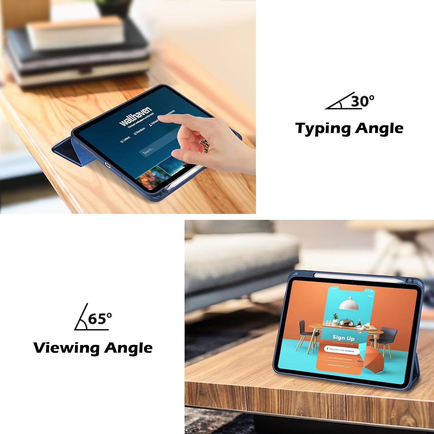 image:imageProCase for iPad A16 11th Generation 11 Inch 202510th Generation 109 Inch 2022 Case with Pencil Holder Hybrid iPad 11 10 Case with Clear Back Supports Auto WakeSleep BlackDarkblue