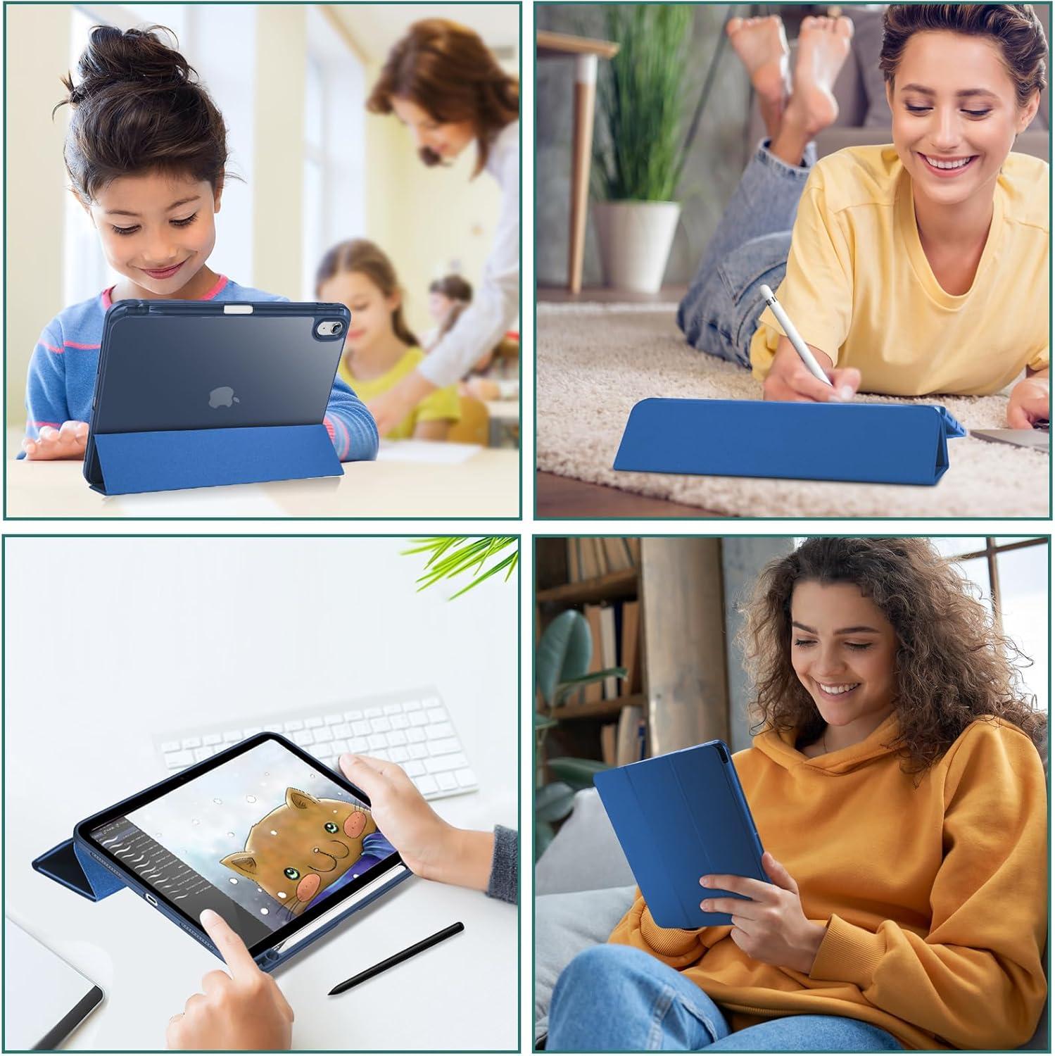 image:imageProCase for iPad A16 11th Generation 11 Inch 202510th Generation 109 Inch 2022 Case with Pencil Holder Hybrid iPad 11 10 Case with Clear Back Supports Auto WakeSleep BlackDarkblue