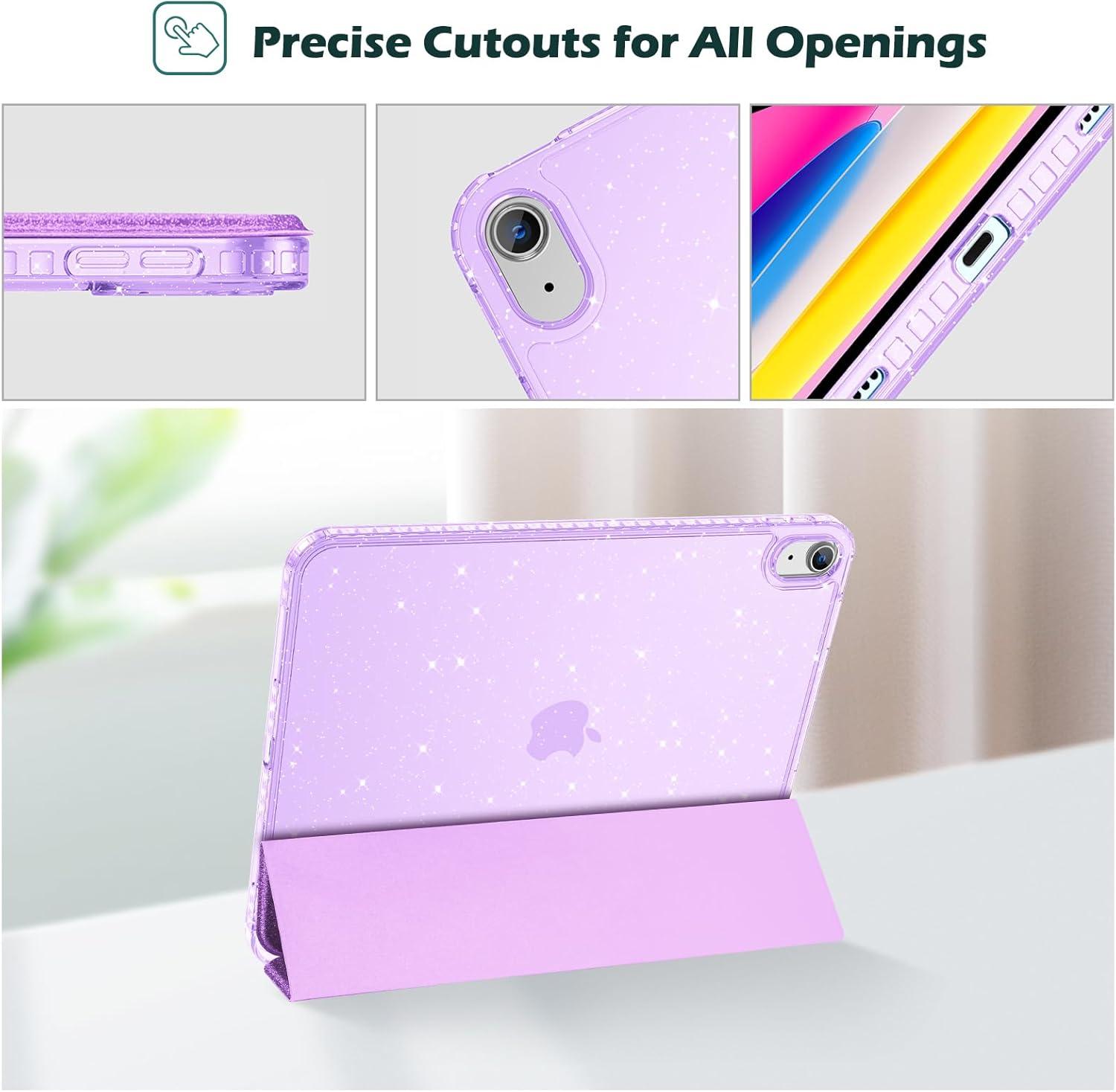 image:imageProCase for iPad A16 11th Generation 11 Inch 202510th Generation 109 Inch 2022 Case with Pencil Holder Hybrid iPad 11 10 Case with Clear Back Supports Auto WakeSleep BlackGlitterPurple