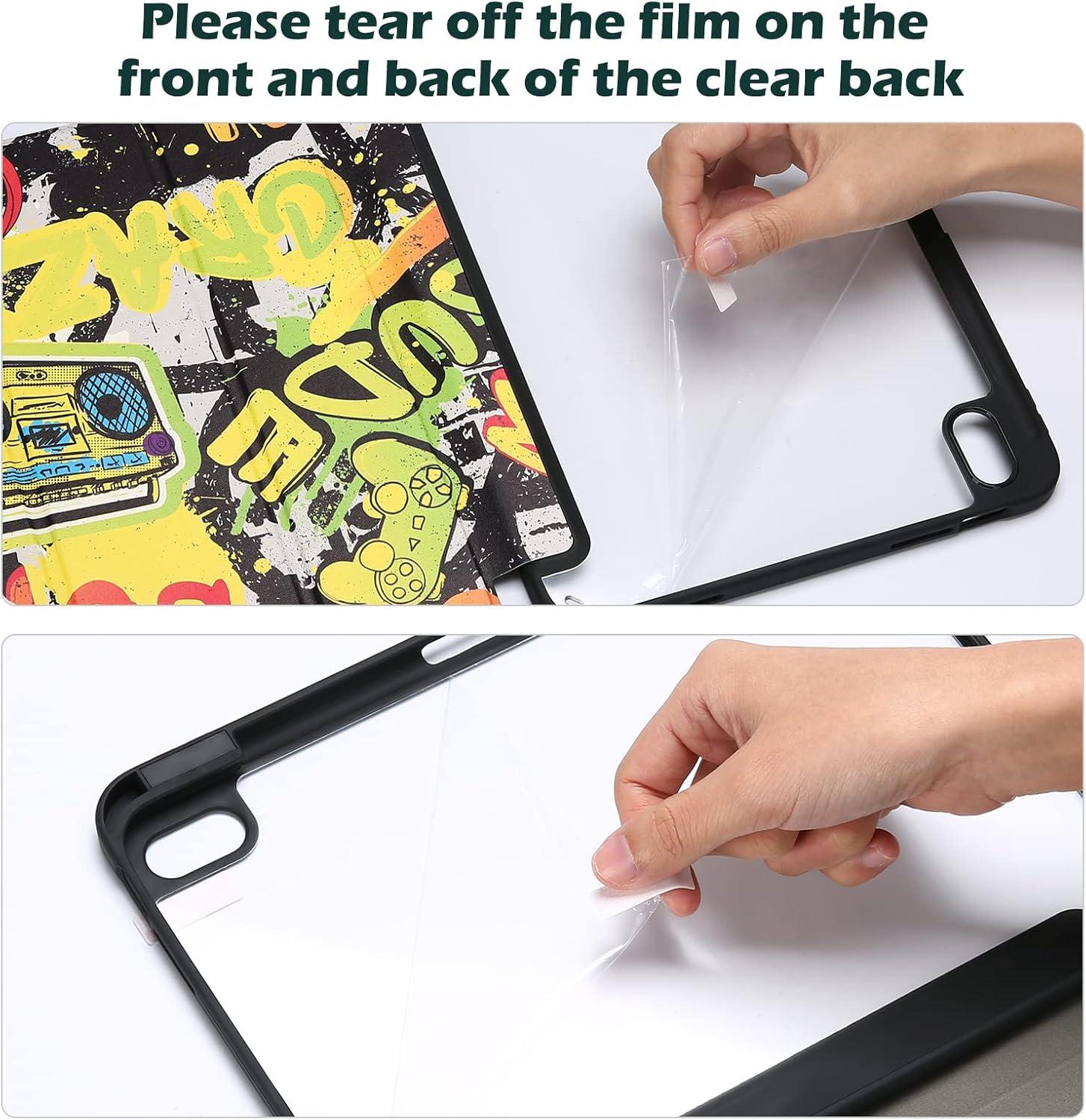 image:imageProCase for iPad A16 11th Generation 11 Inch 202510th Generation 109 Inch 2022 Case with Pencil Holder Hybrid iPad 11 10 Case with Clear Back Supports Auto WakeSleep BlackGraffiti