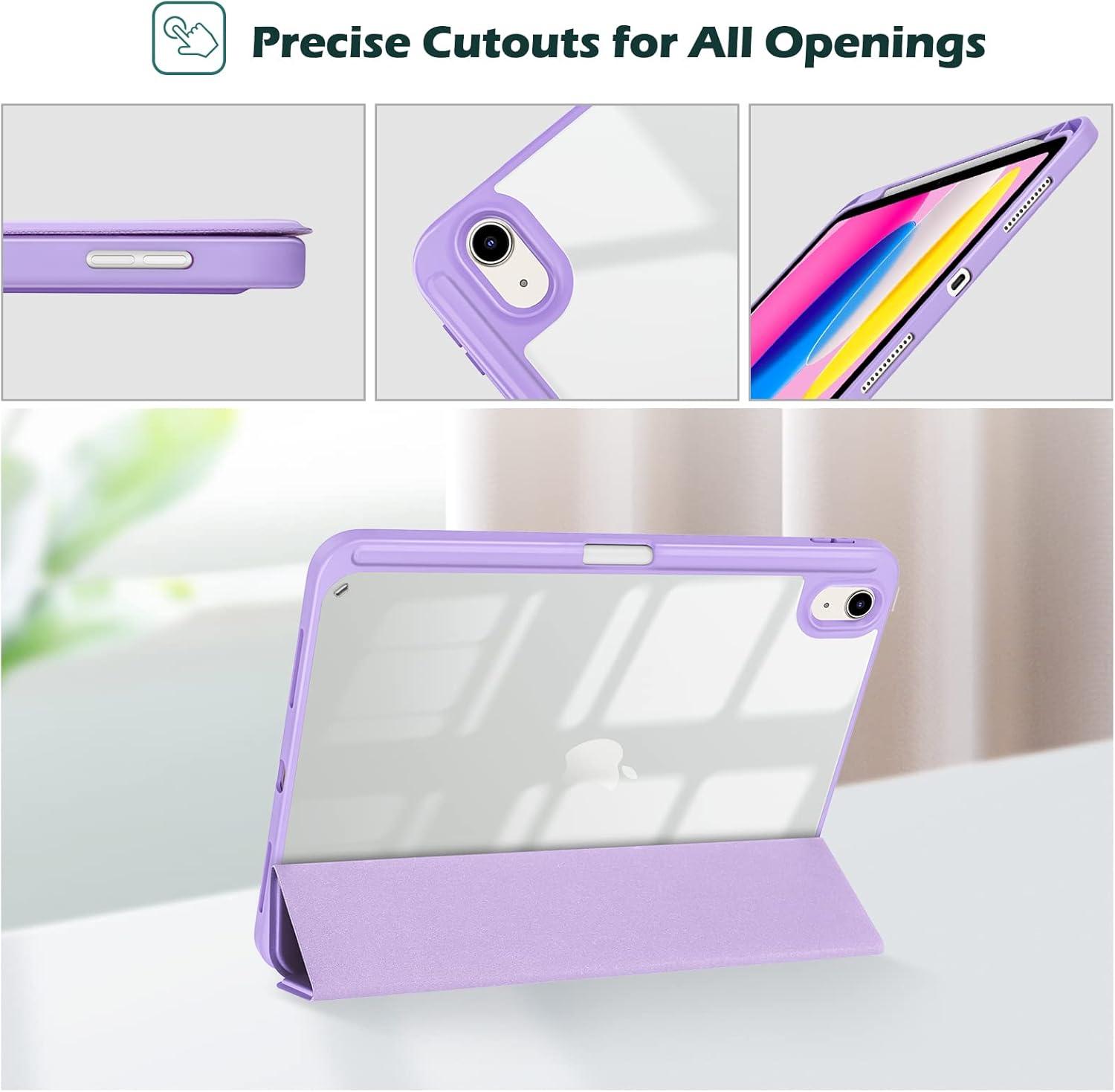 image:imageProCase for iPad A16 11th Generation 11 Inch 202510th Generation 109 Inch 2022 Case with Pencil Holder Hybrid iPad 11 10 Case with Clear Back Supports Auto WakeSleep BlackPurple