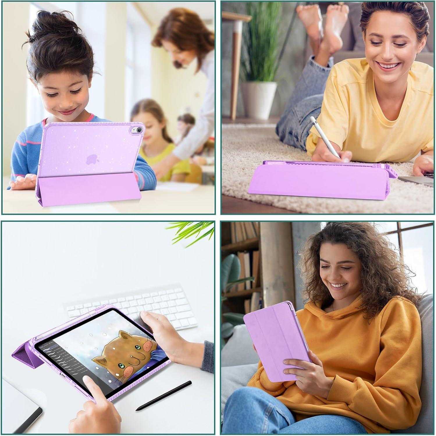 image:imageProCase for iPad A16 11th Generation 11 Inch 202510th Generation 109 Inch 2022 Case with Pencil Holder Hybrid iPad 11 10 Case with Clear Back Supports Auto WakeSleep BlackGlitterPurple