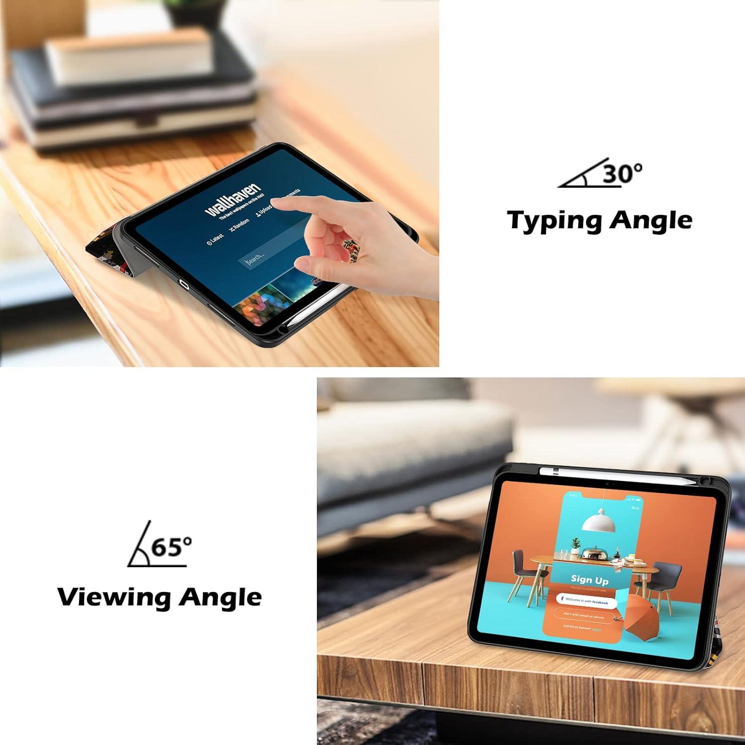image:imageProCase for iPad A16 11th Generation 11 Inch 202510th Generation 109 Inch 2022 Case with Pencil Holder Hybrid iPad 11 10 Case with Clear Back Supports Auto WakeSleep BlackGraffiti