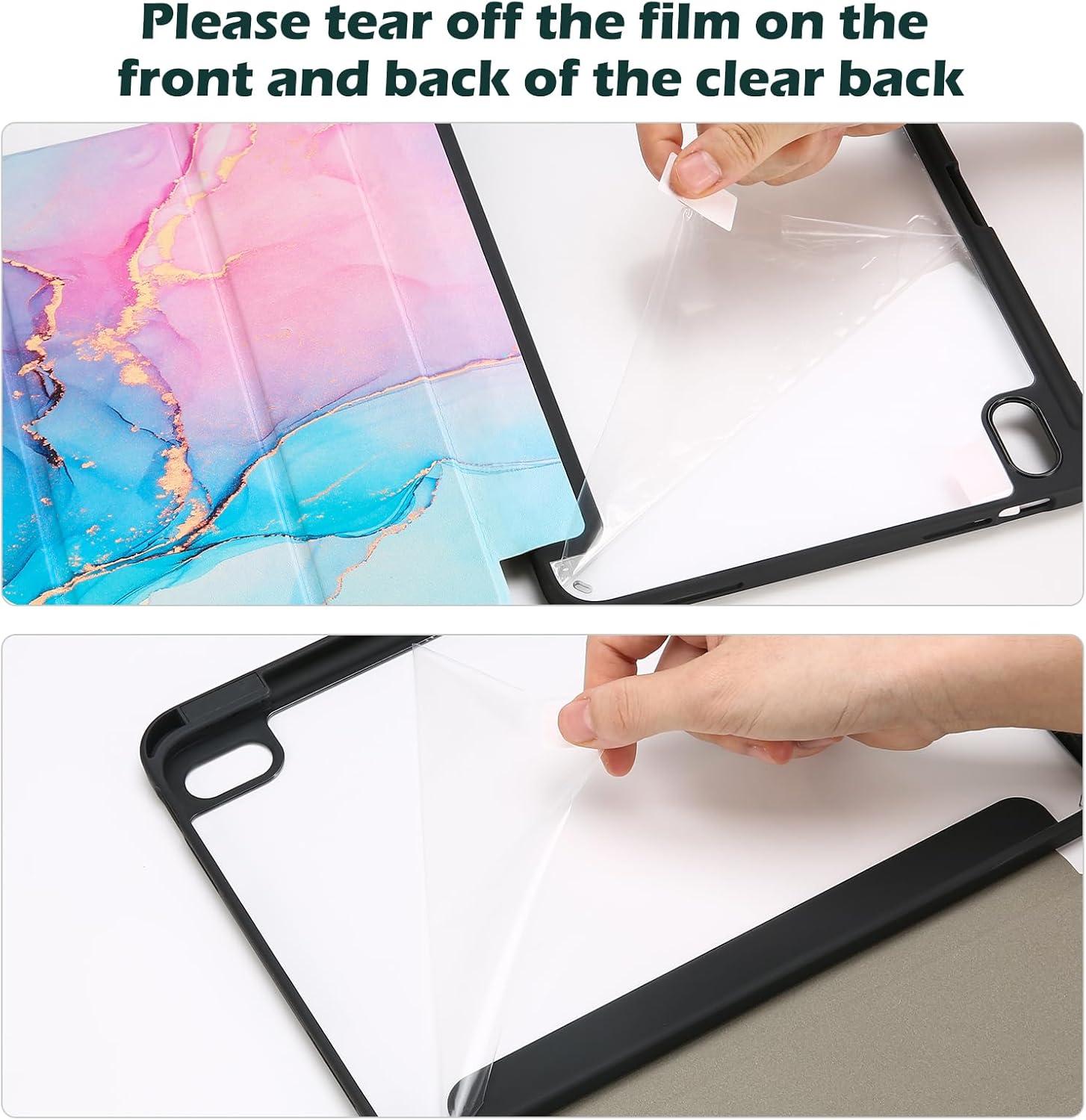 image:imageProCase for iPad A16 11th Generation 11 Inch 202510th Generation 109 Inch 2022 Case with Pencil Holder Hybrid iPad 11 10 Case with Clear Back Supports Auto WakeSleep BlackBluemarble