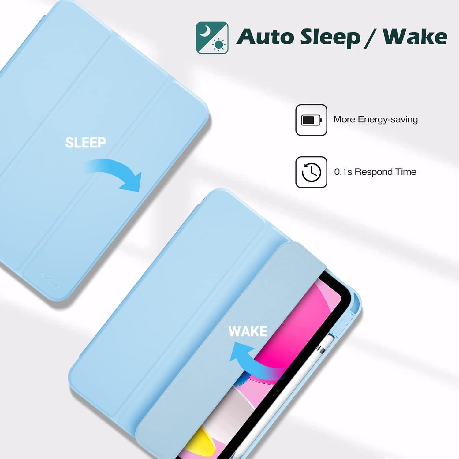 image:imageProCase for iPad A16 11th Generation 11 Inch 202510th Generation 109 Inch 2022 Case with Pencil Holder Hybrid iPad 11 10 Case with Clear Back Supports Auto WakeSleep BlackSkyblue