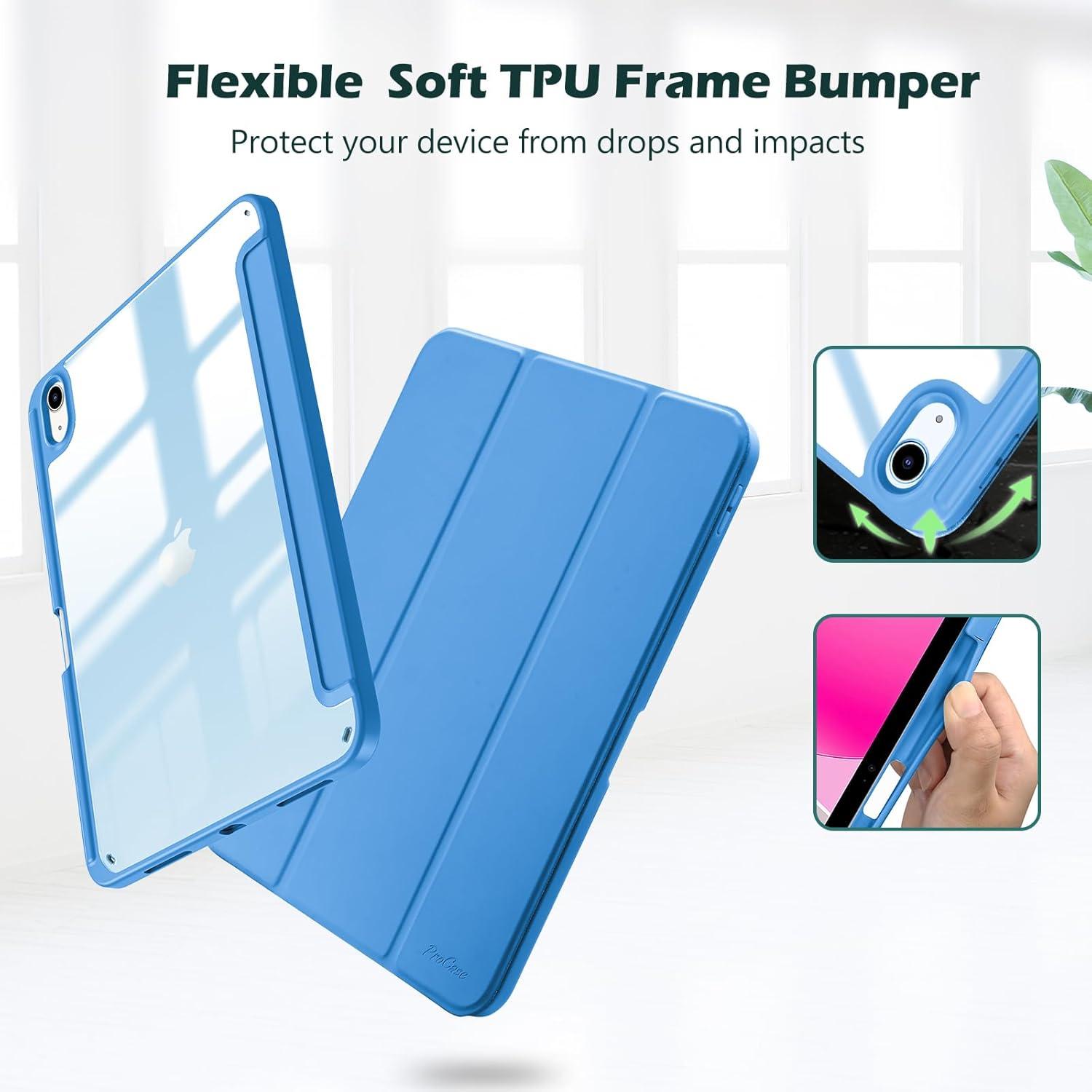image:imageProCase for iPad A16 11th Generation 11 Inch 202510th Generation 109 Inch 2022 Case with Pencil Holder Hybrid iPad 11 10 Case with Clear Back Supports Auto WakeSleep BlackBlue