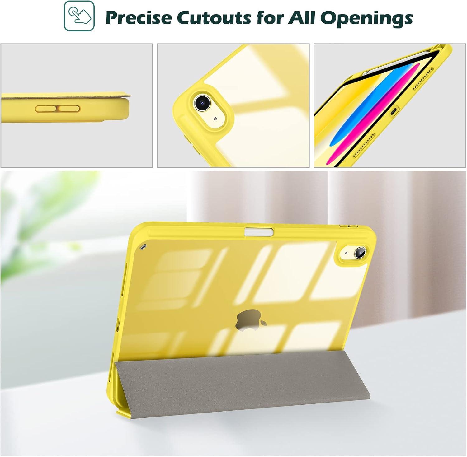 image:imageProCase for iPad A16 11th Generation 11 Inch 202510th Generation 109 Inch 2022 Case with Pencil Holder Hybrid iPad 11 10 Case with Clear Back Supports Auto WakeSleep BlackYellow