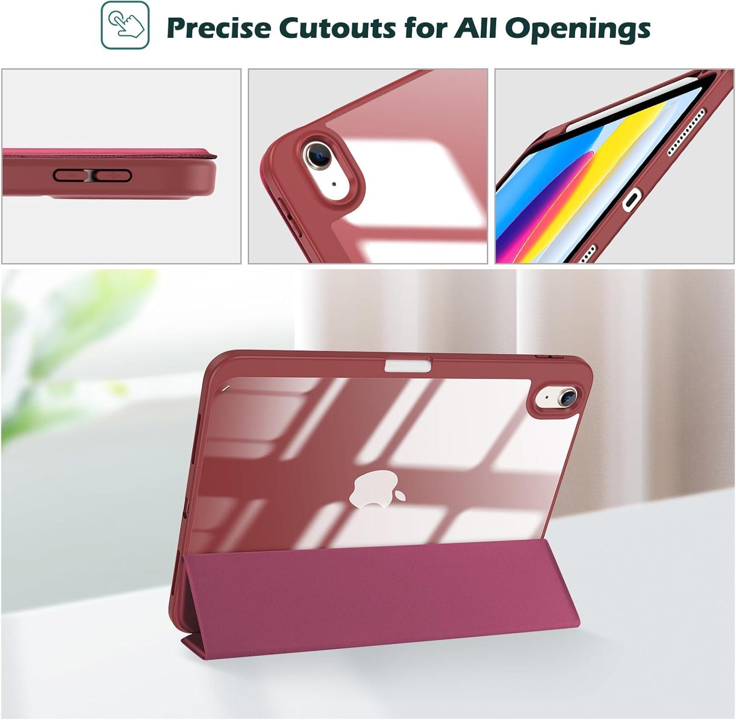 image:imageProCase for iPad A16 11th Generation 11 Inch 202510th Generation 109 Inch 2022 Case with Pencil Holder Hybrid iPad 11 10 Case with Clear Back Supports Auto WakeSleep BlackWine