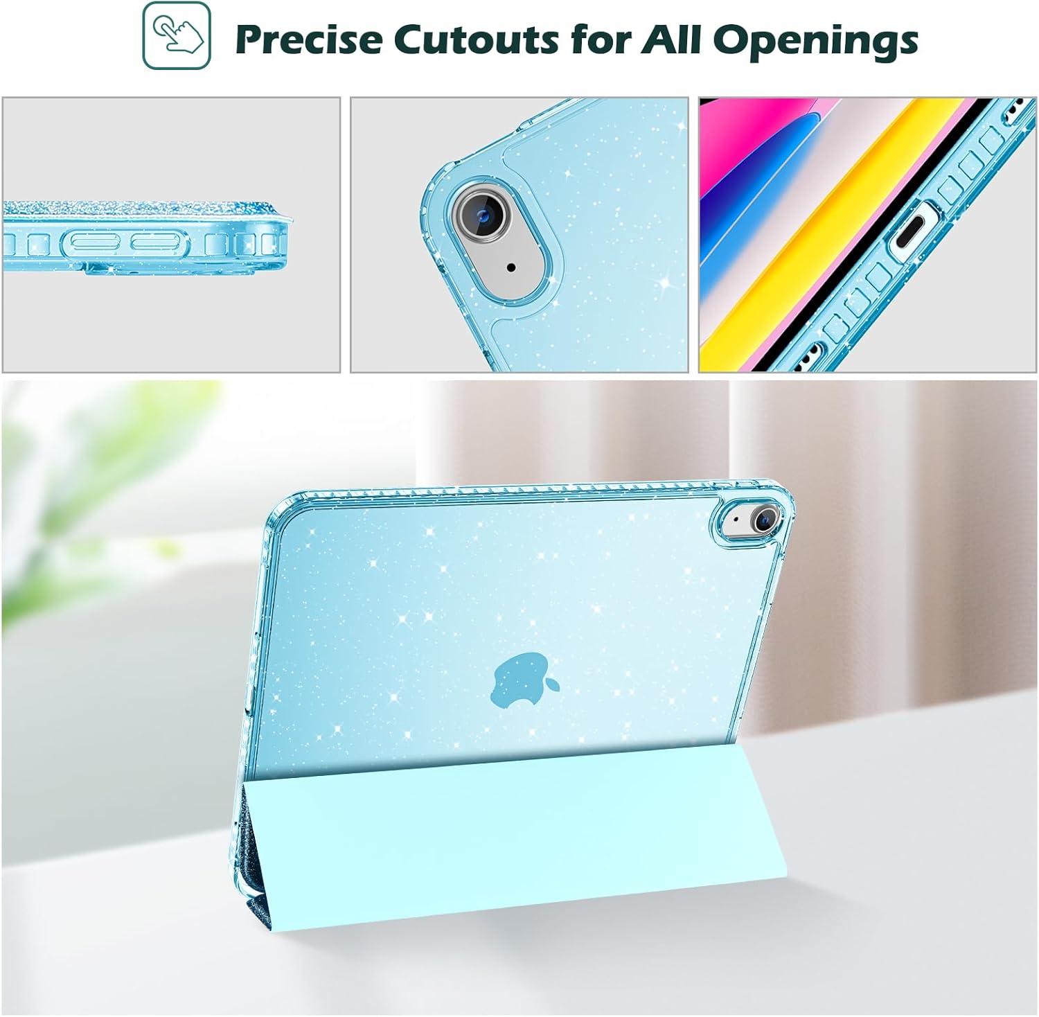 image:imageProCase for iPad A16 11th Generation 11 Inch 202510th Generation 109 Inch 2022 Case with Pencil Holder Hybrid iPad 11 10 Case with Clear Back Supports Auto WakeSleep BlackGlitterBlue