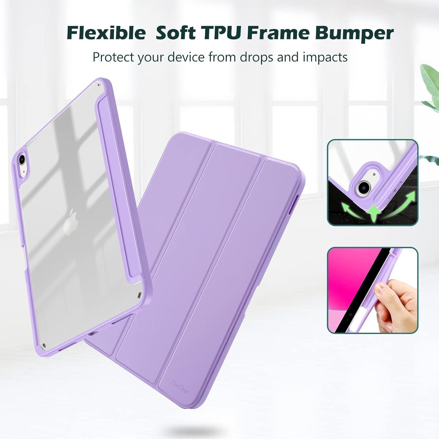 image:imageProCase for iPad A16 11th Generation 11 Inch 202510th Generation 109 Inch 2022 Case with Pencil Holder Hybrid iPad 11 10 Case with Clear Back Supports Auto WakeSleep BlackPurple