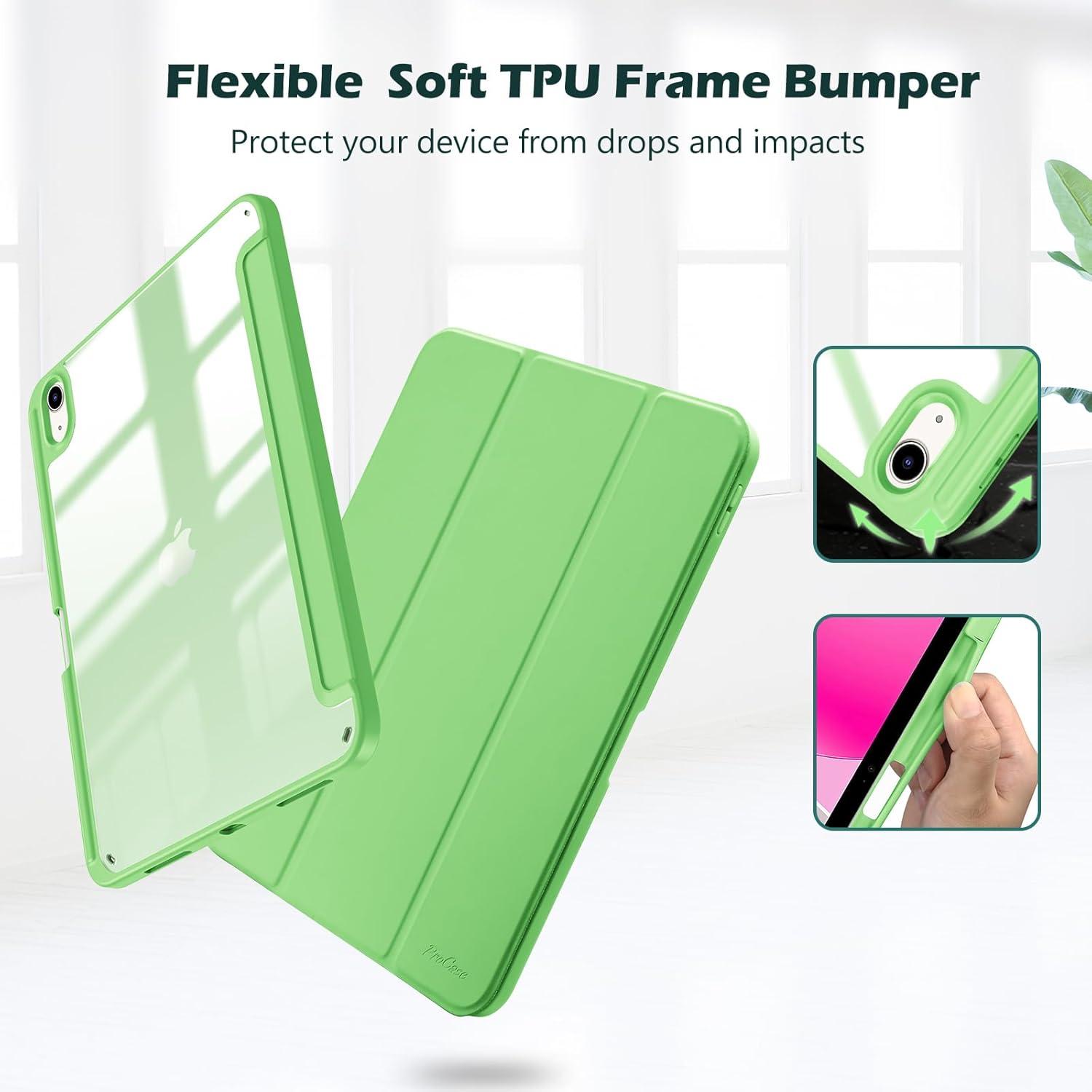 image:imageProCase for iPad A16 11th Generation 11 Inch 202510th Generation 109 Inch 2022 Case with Pencil Holder Hybrid iPad 11 10 Case with Clear Back Supports Auto WakeSleep BlackGreen