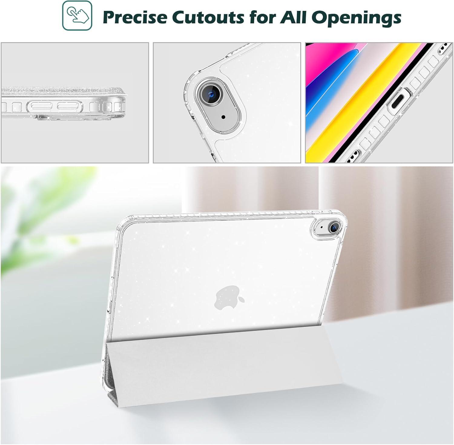 image:imageProCase for iPad A16 11th Generation 11 Inch 202510th Generation 109 Inch 2022 Case with Pencil Holder Hybrid iPad 11 10 Case with Clear Back Supports Auto WakeSleep BlackGlitterSilver