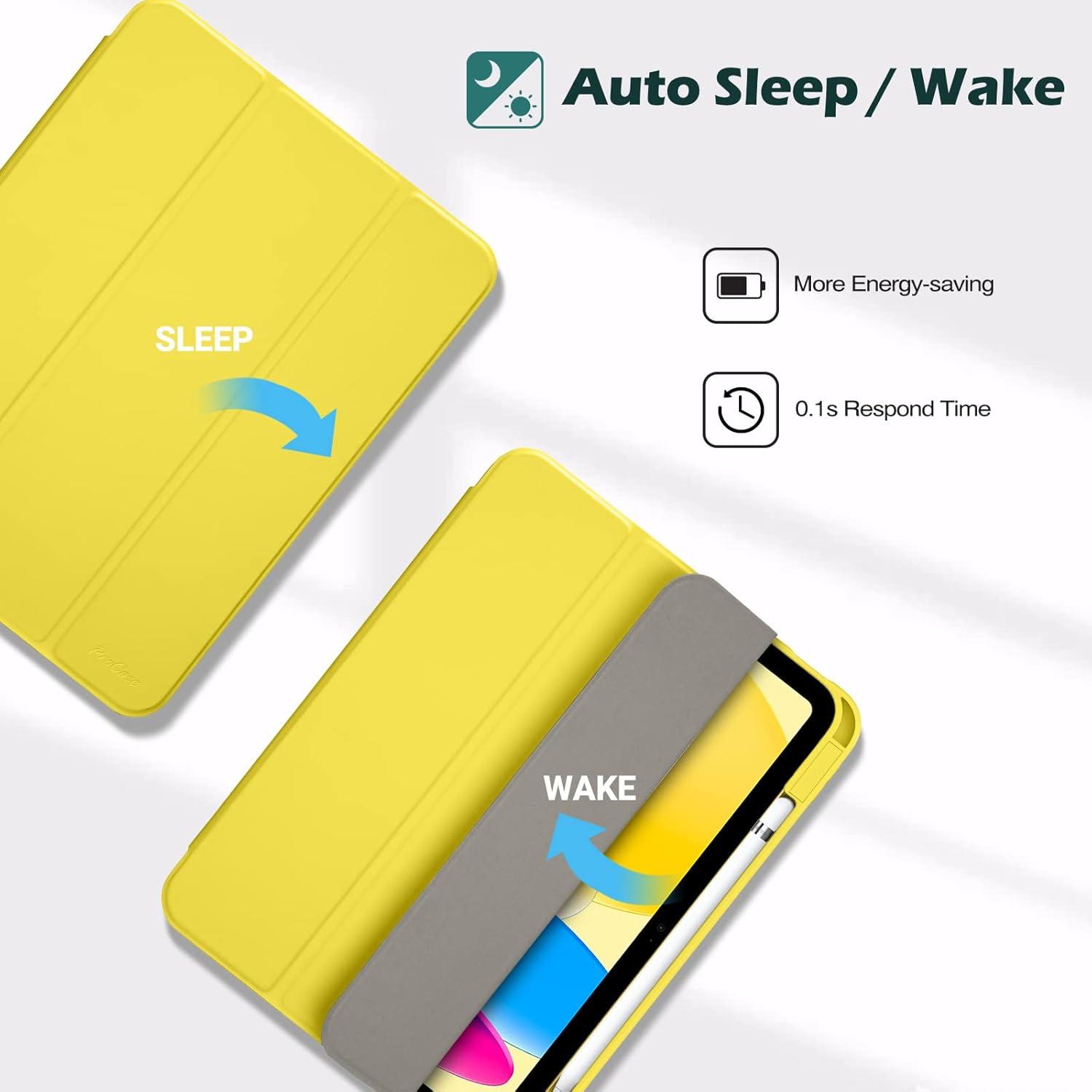 image:imageProCase for iPad A16 11th Generation 11 Inch 202510th Generation 109 Inch 2022 Case with Pencil Holder Hybrid iPad 11 10 Case with Clear Back Supports Auto WakeSleep BlackYellow