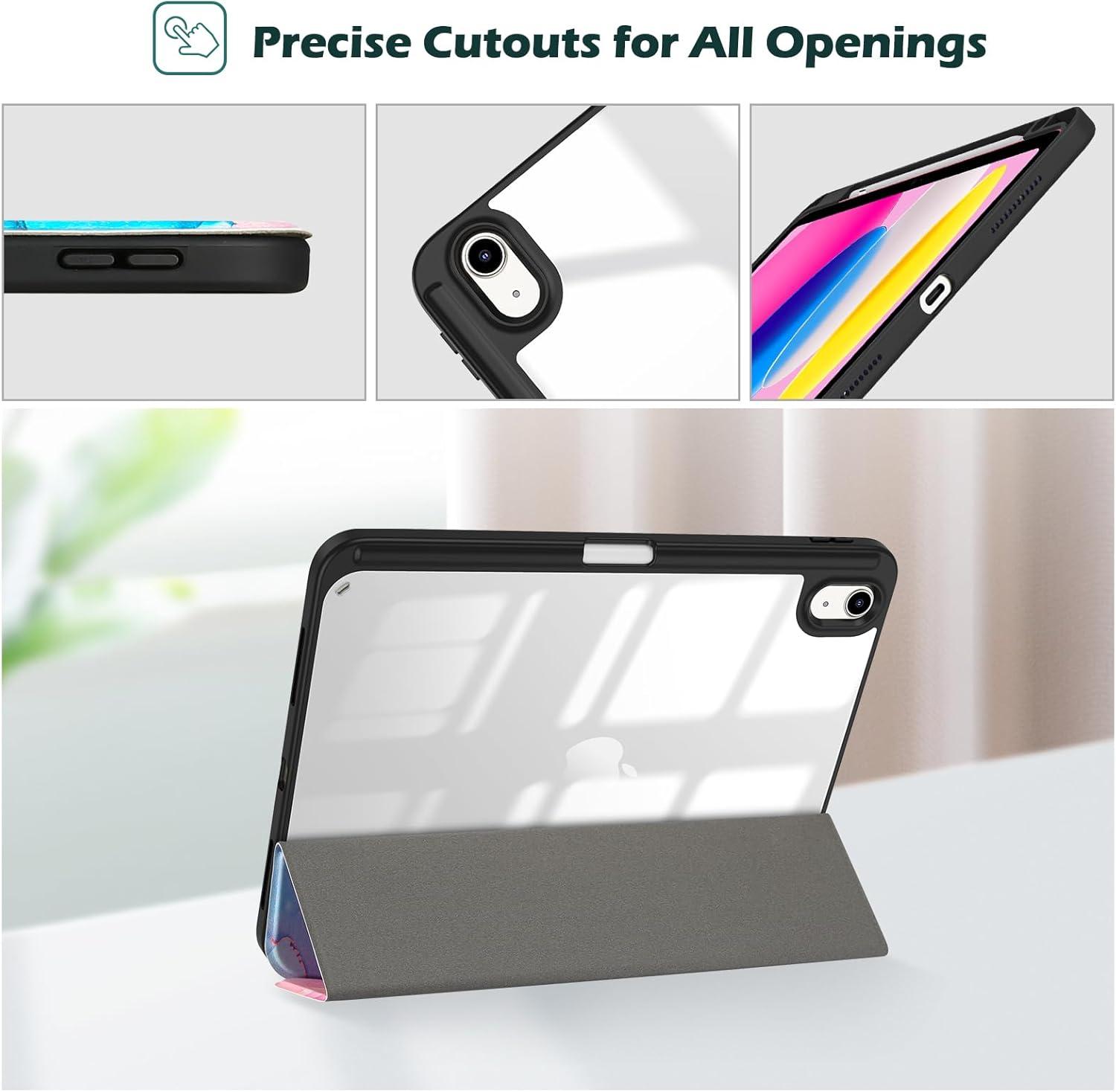 image:imageProCase for iPad A16 11th Generation 11 Inch 202510th Generation 109 Inch 2022 Case with Pencil Holder Hybrid iPad 11 10 Case with Clear Back Supports Auto WakeSleep BlackBluemarble