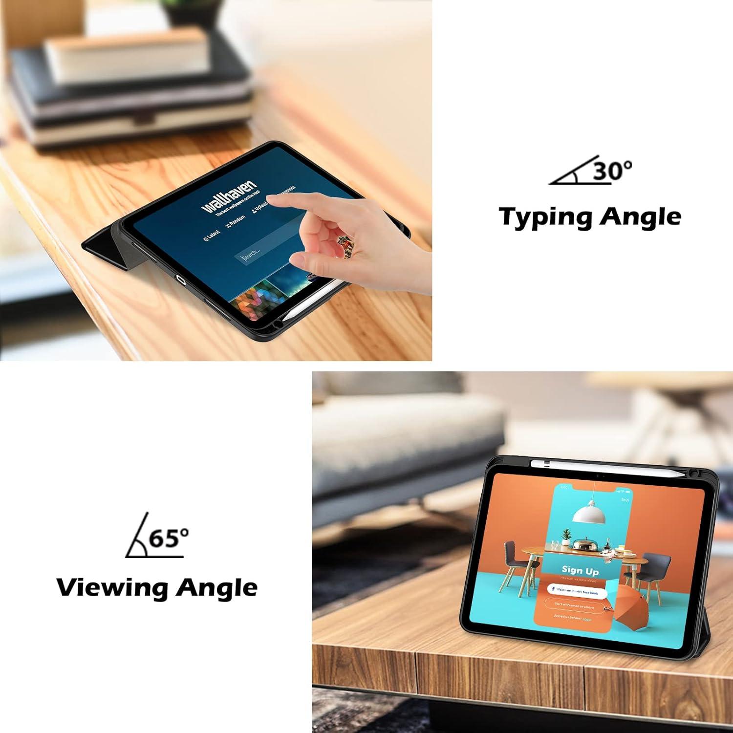 image:imageProCase for iPad A16 11th Generation 11 Inch 202510th Generation 109 Inch 2022 Case with Pencil Holder Hybrid iPad 11 10 Case with Clear Back Supports Auto WakeSleep BlackSanda