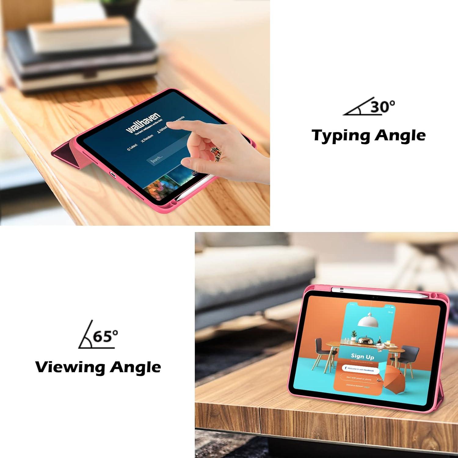 image:imageProCase for iPad A16 11th Generation 11 Inch 202510th Generation 109 Inch 2022 Case with Pencil Holder Hybrid iPad 11 10 Case with Clear Back Supports Auto WakeSleep BlackPink