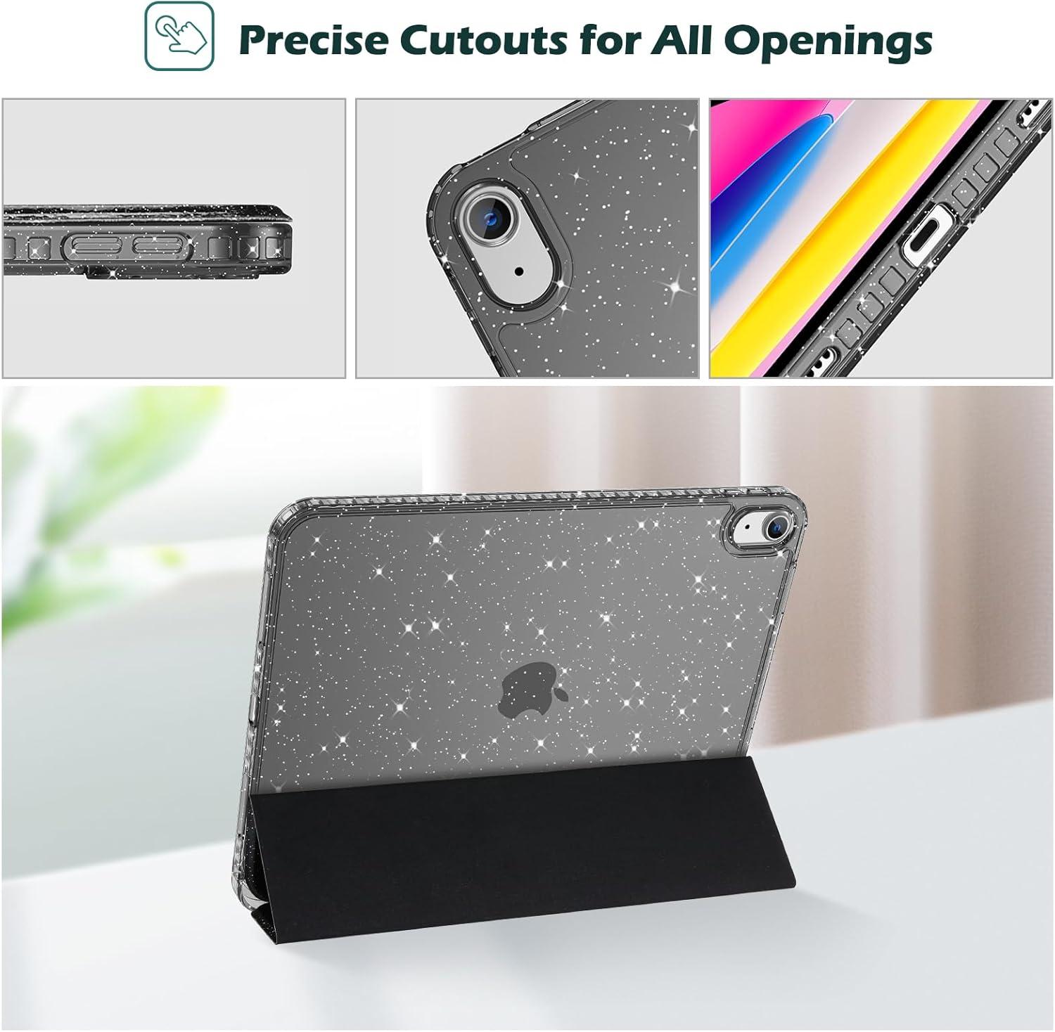 image:imageProCase for iPad A16 11th Generation 11 Inch 202510th Generation 109 Inch 2022 Case with Pencil Holder Hybrid iPad 11 10 Case with Clear Back Supports Auto WakeSleep BlackGlitterBlack