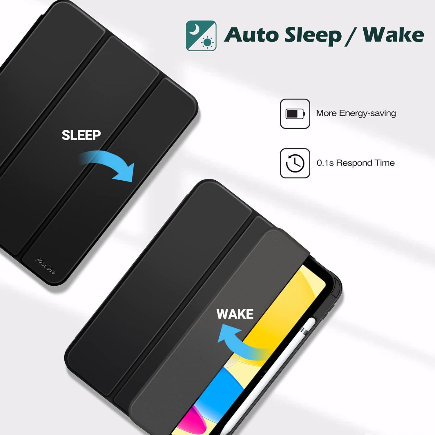 image:imageProCase for iPad A16 11th Generation 11 Inch 202510th Generation 109 Inch 2022 Case with Pencil Holder Hybrid iPad 11 10 Case with Clear Back Supports Auto WakeSleep BlackBlack