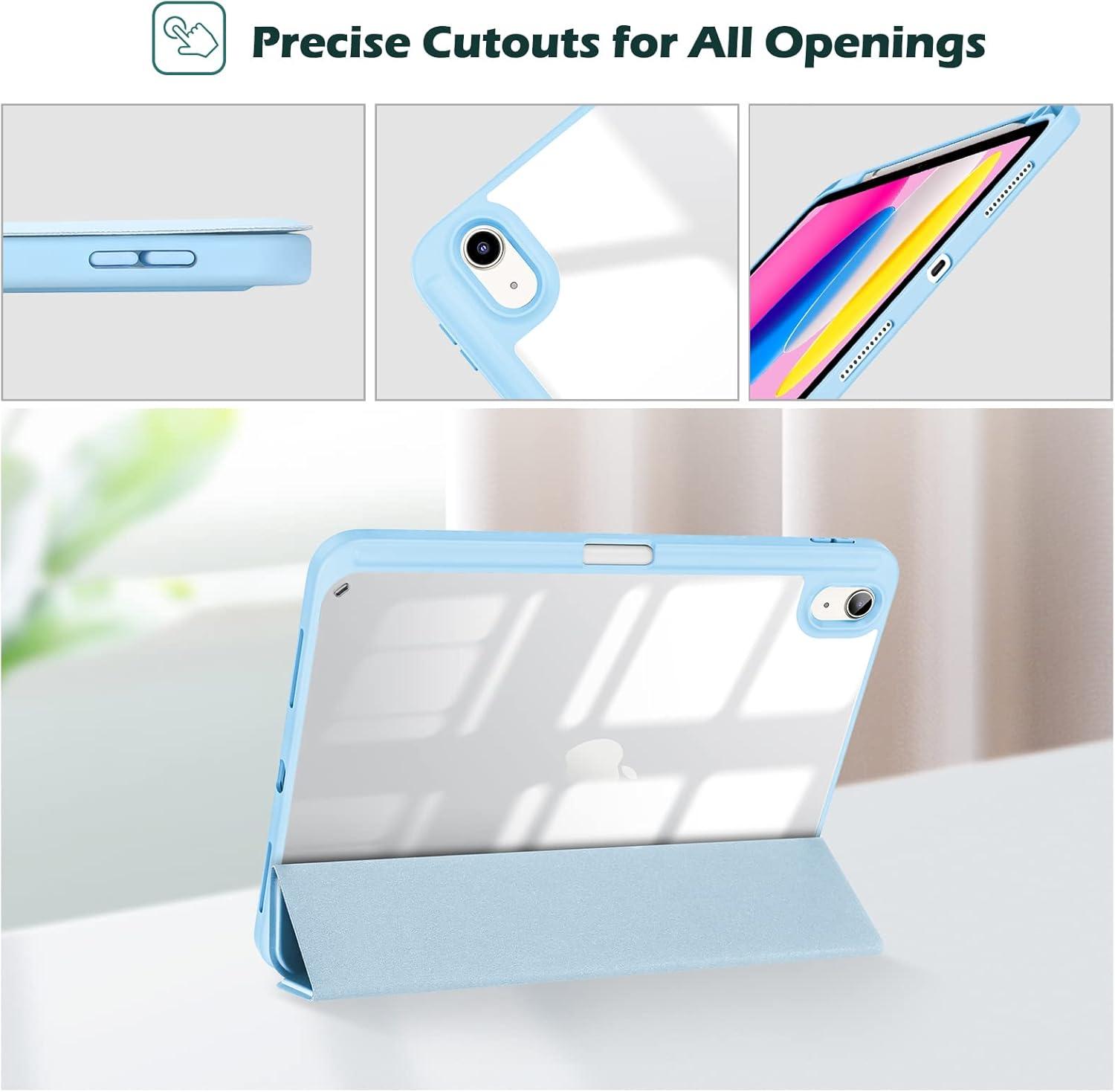 image:imageProCase for iPad A16 11th Generation 11 Inch 202510th Generation 109 Inch 2022 Case with Pencil Holder Hybrid iPad 11 10 Case with Clear Back Supports Auto WakeSleep BlackSkyblue