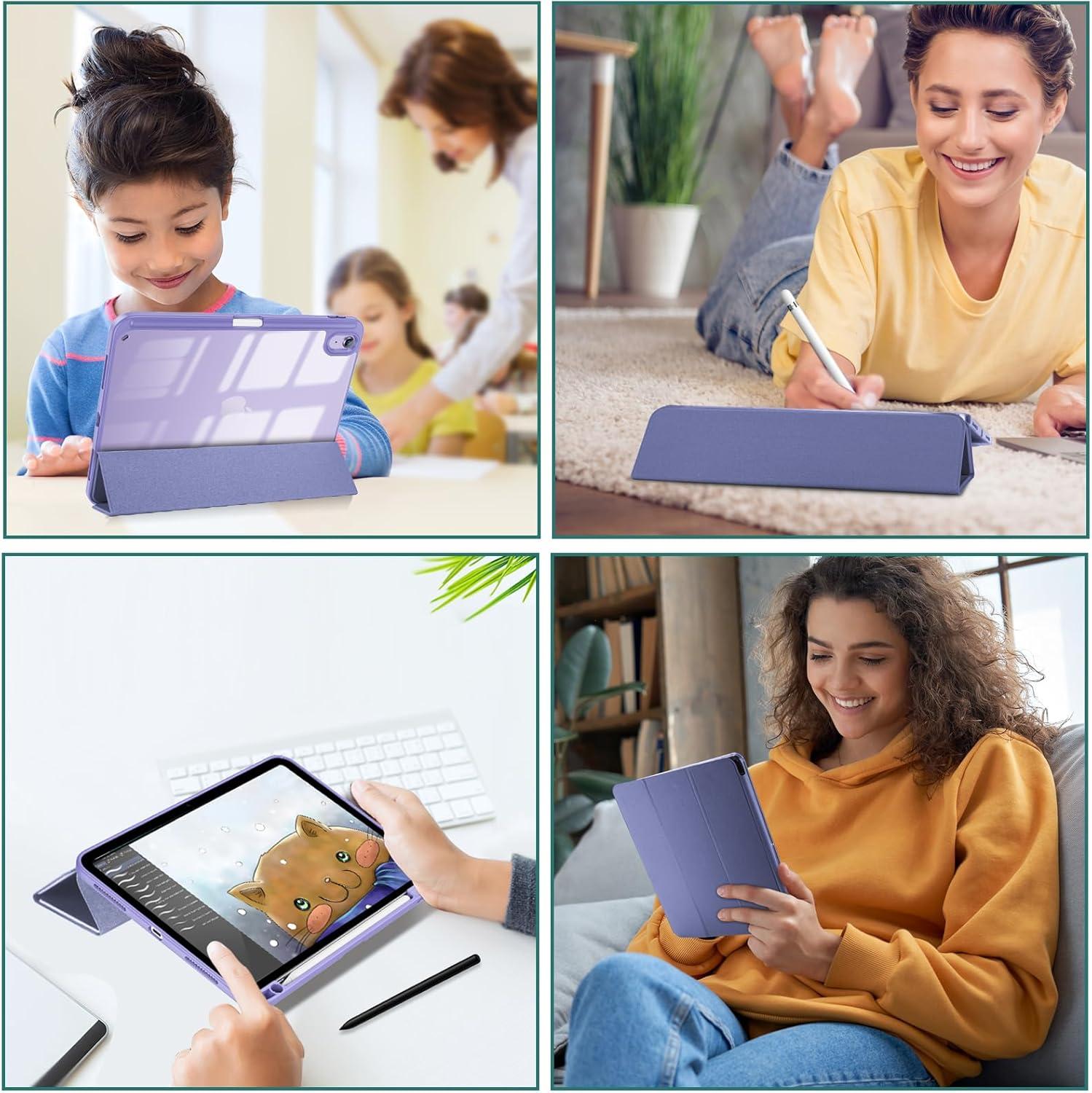 image:imageProCase for iPad A16 11th Generation 11 Inch 202510th Generation 109 Inch 2022 Case with Pencil Holder Hybrid iPad 11 10 Case with Clear Back Supports Auto WakeSleep BlackLightpurple