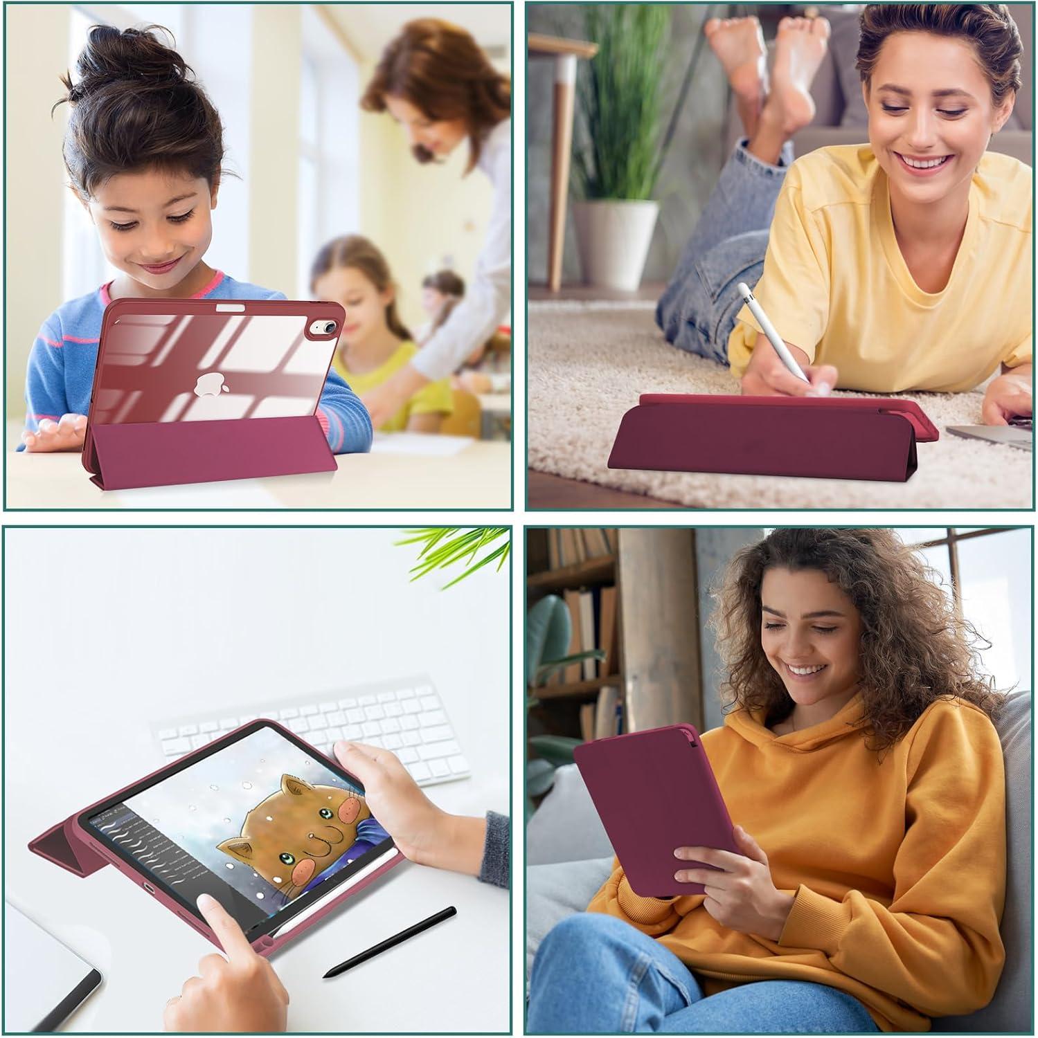 image:imageProCase for iPad A16 11th Generation 11 Inch 202510th Generation 109 Inch 2022 Case with Pencil Holder Hybrid iPad 11 10 Case with Clear Back Supports Auto WakeSleep BlackWine