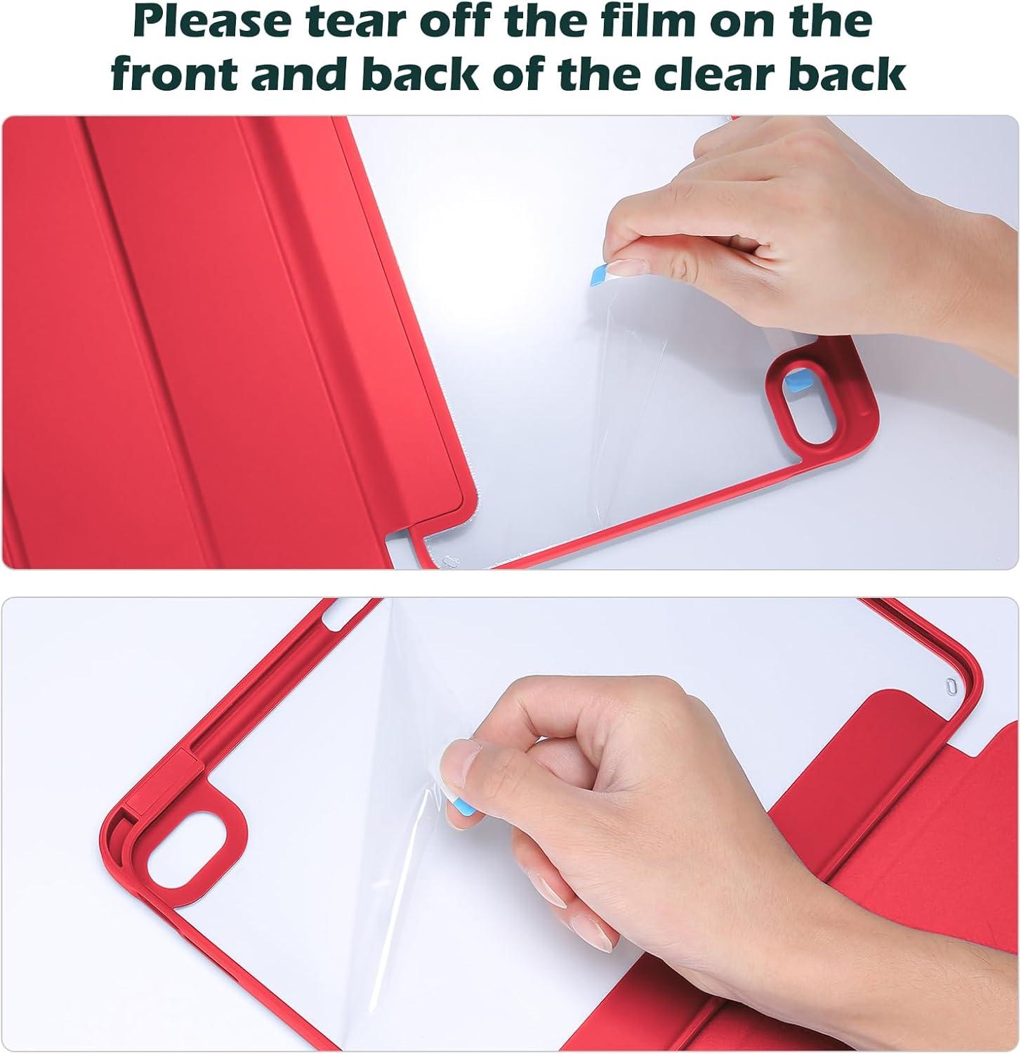 image:imageProCase for iPad A16 11th Generation 11 Inch 202510th Generation 109 Inch 2022 Case with Pencil Holder Hybrid iPad 11 10 Case with Clear Back Supports Auto WakeSleep BlackRed
