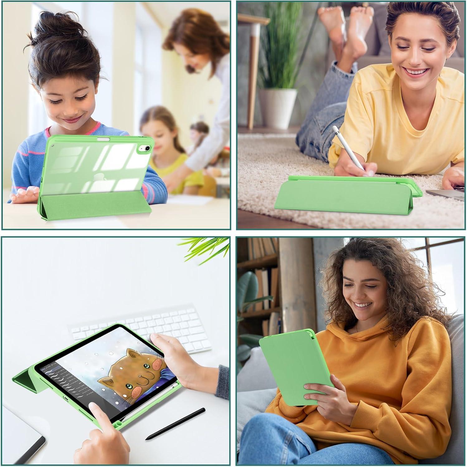 image:imageProCase for iPad A16 11th Generation 11 Inch 202510th Generation 109 Inch 2022 Case with Pencil Holder Hybrid iPad 11 10 Case with Clear Back Supports Auto WakeSleep BlackGreen
