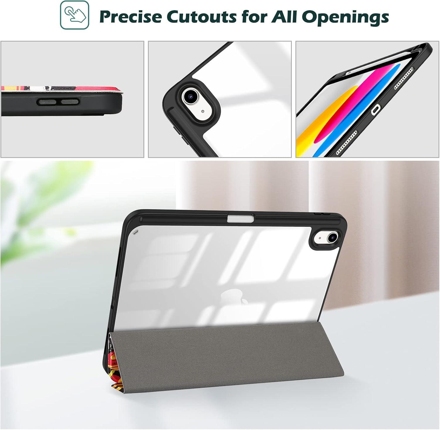 image:imageProCase for iPad A16 11th Generation 11 Inch 202510th Generation 109 Inch 2022 Case with Pencil Holder Hybrid iPad 11 10 Case with Clear Back Supports Auto WakeSleep BlackGraffiti