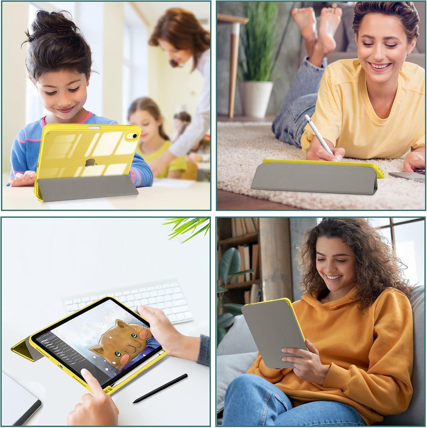 image:imageProCase for iPad A16 11th Generation 11 Inch 202510th Generation 109 Inch 2022 Case with Pencil Holder Hybrid iPad 11 10 Case with Clear Back Supports Auto WakeSleep BlackYellow