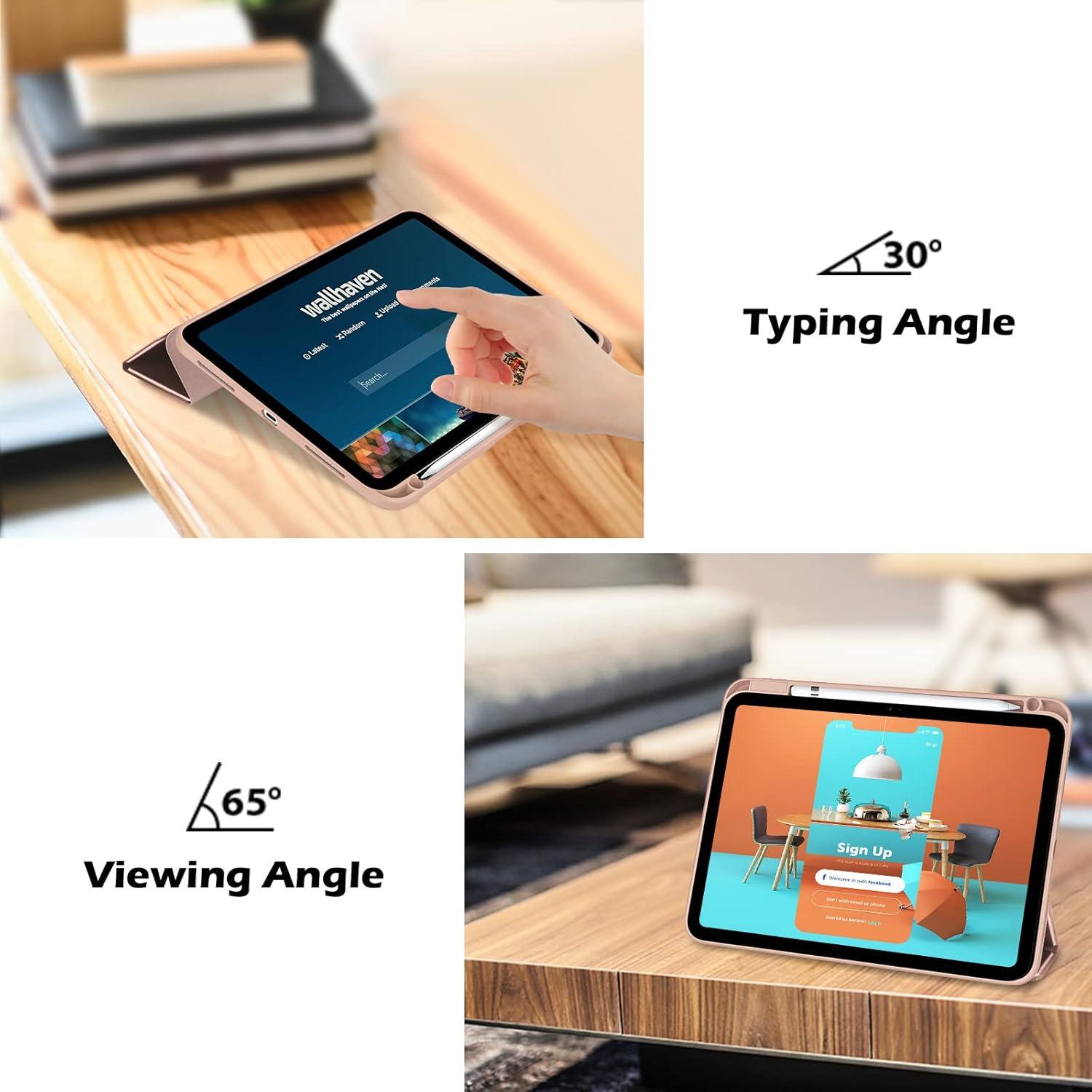image:imageProCase for iPad A16 11th Generation 11 Inch 202510th Generation 109 Inch 2022 Case with Pencil Holder Hybrid iPad 11 10 Case with Clear Back Supports Auto WakeSleep BlackRosegold