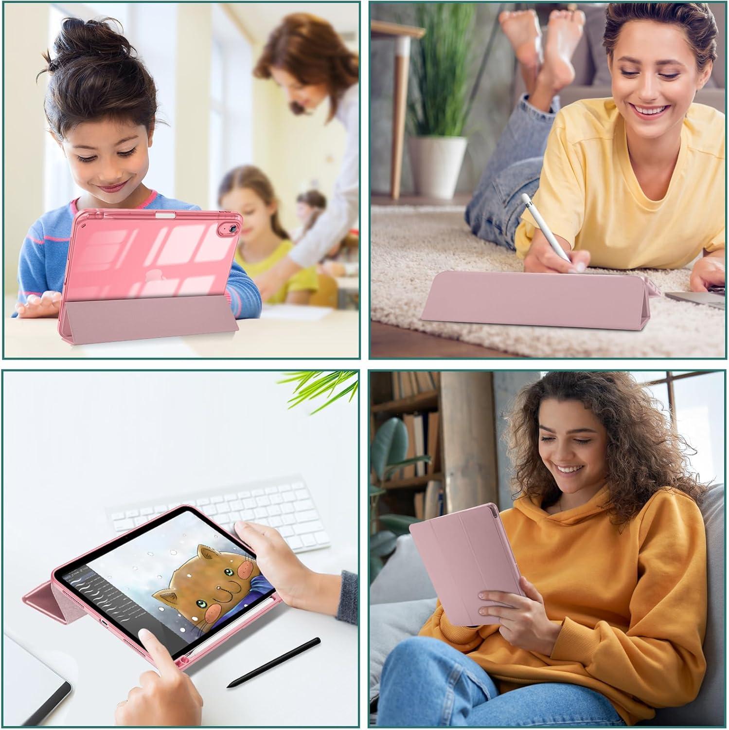 image:imageProCase for iPad A16 11th Generation 11 Inch 202510th Generation 109 Inch 2022 Case with Pencil Holder Hybrid iPad 11 10 Case with Clear Back Supports Auto WakeSleep BlackLightpink