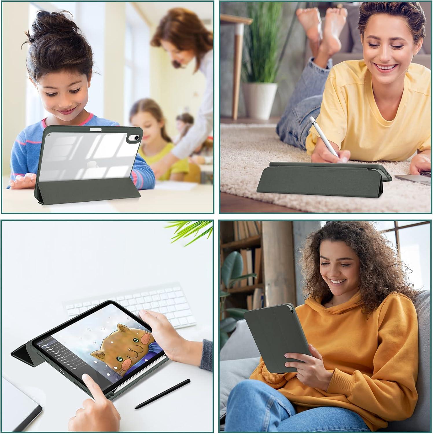 image:imageProCase for iPad A16 11th Generation 11 Inch 202510th Generation 109 Inch 2022 Case with Pencil Holder Hybrid iPad 11 10 Case with Clear Back Supports Auto WakeSleep BlackOlivegreen