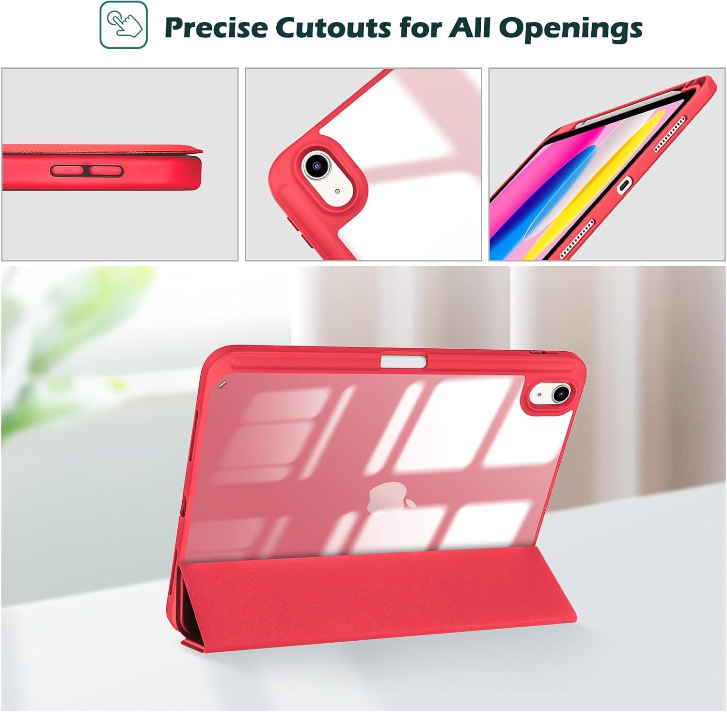 image:imageProCase for iPad A16 11th Generation 11 Inch 202510th Generation 109 Inch 2022 Case with Pencil Holder Hybrid iPad 11 10 Case with Clear Back Supports Auto WakeSleep BlackRed