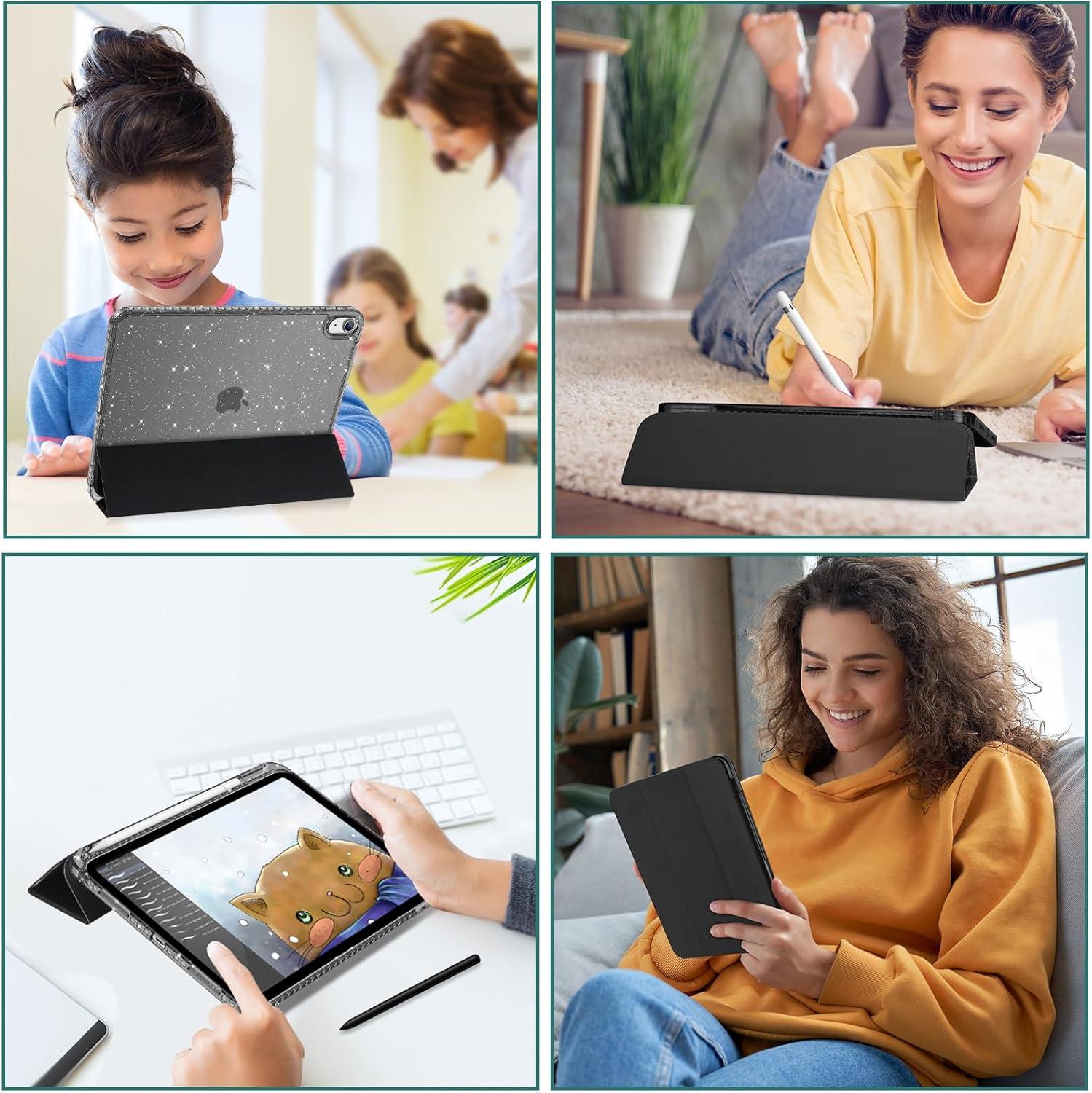 image:imageProCase for iPad A16 11th Generation 11 Inch 202510th Generation 109 Inch 2022 Case with Pencil Holder Hybrid iPad 11 10 Case with Clear Back Supports Auto WakeSleep BlackGlitterBlack