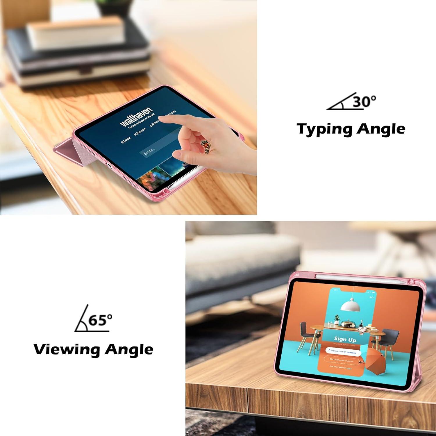 image:imageProCase for iPad A16 11th Generation 11 Inch 202510th Generation 109 Inch 2022 Case with Pencil Holder Hybrid iPad 11 10 Case with Clear Back Supports Auto WakeSleep BlackLightpink