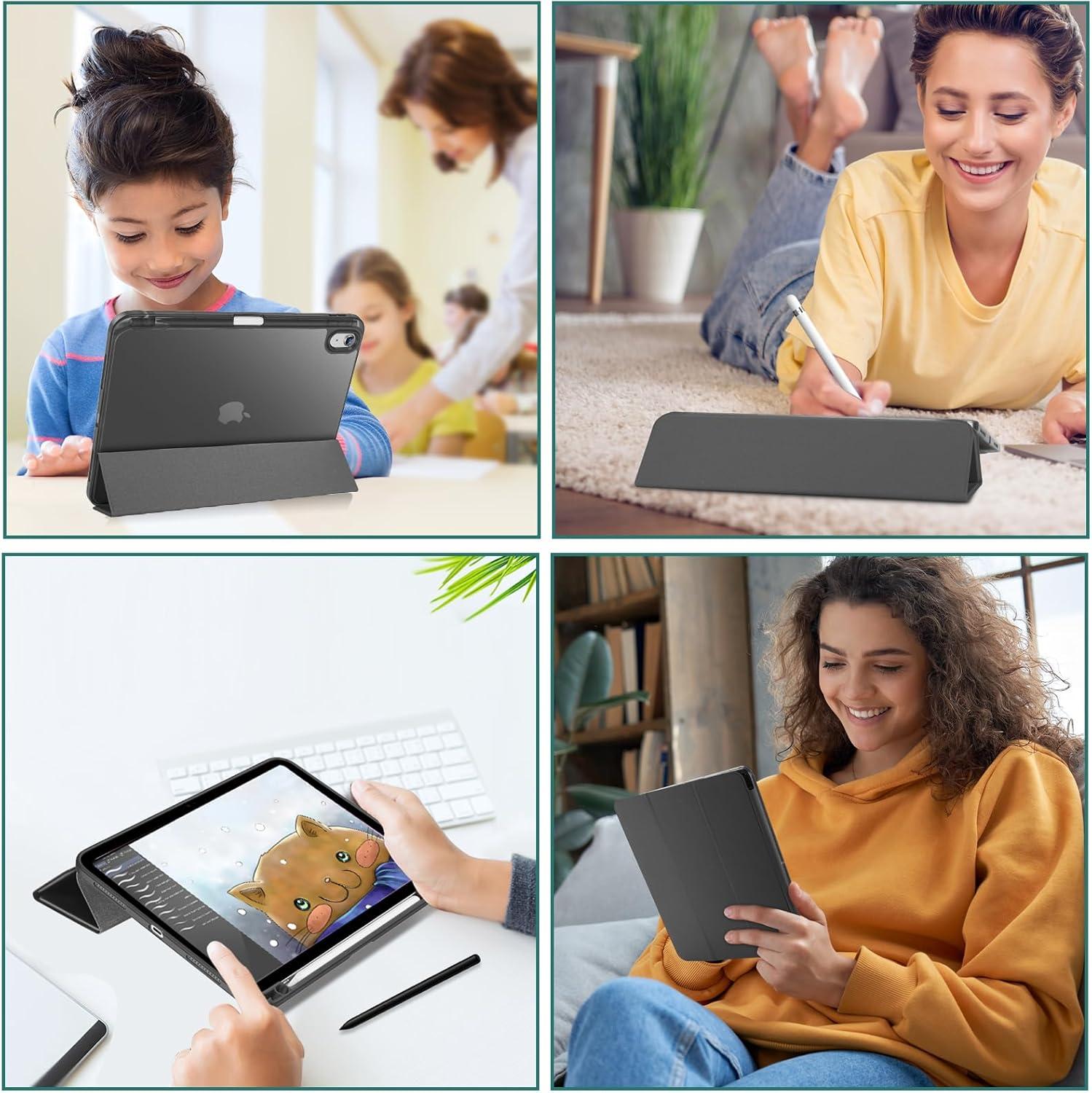 image:imageProCase for iPad A16 11th Generation 11 Inch 202510th Generation 109 Inch 2022 Case with Pencil Holder Hybrid iPad 11 10 Case with Clear Back Supports Auto WakeSleep BlackAllblack