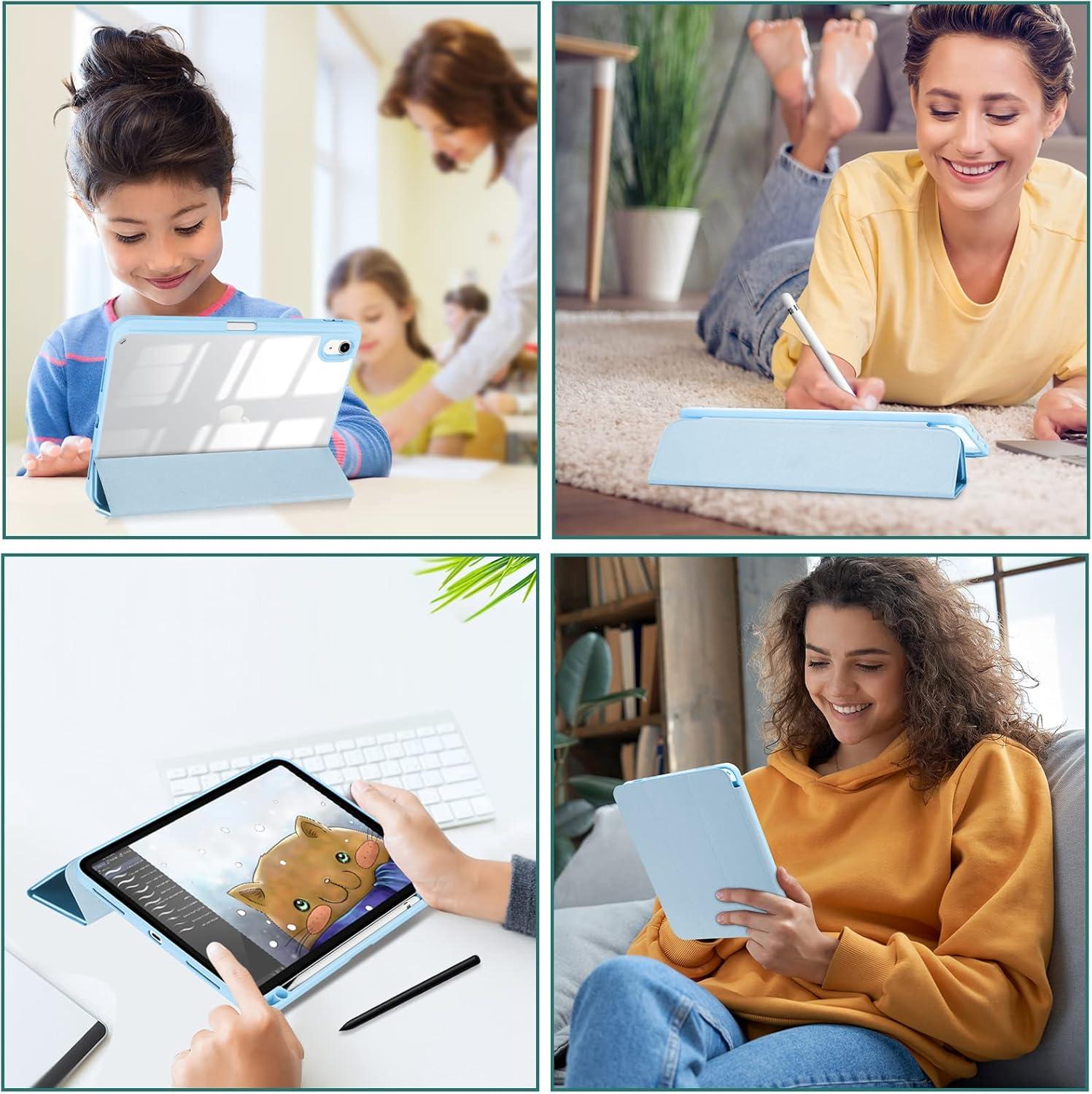 image:imageProCase for iPad A16 11th Generation 11 Inch 202510th Generation 109 Inch 2022 Case with Pencil Holder Hybrid iPad 11 10 Case with Clear Back Supports Auto WakeSleep BlackSkyblue