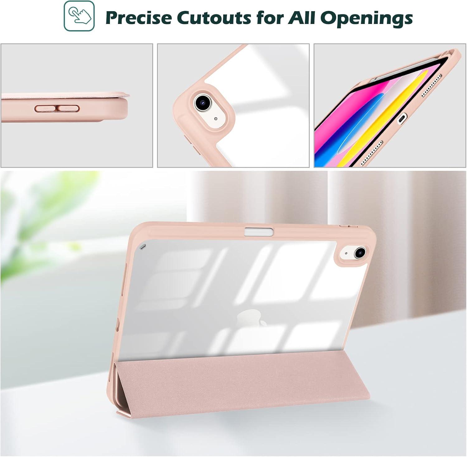 image:imageProCase for iPad A16 11th Generation 11 Inch 202510th Generation 109 Inch 2022 Case with Pencil Holder Hybrid iPad 11 10 Case with Clear Back Supports Auto WakeSleep BlackRosegold