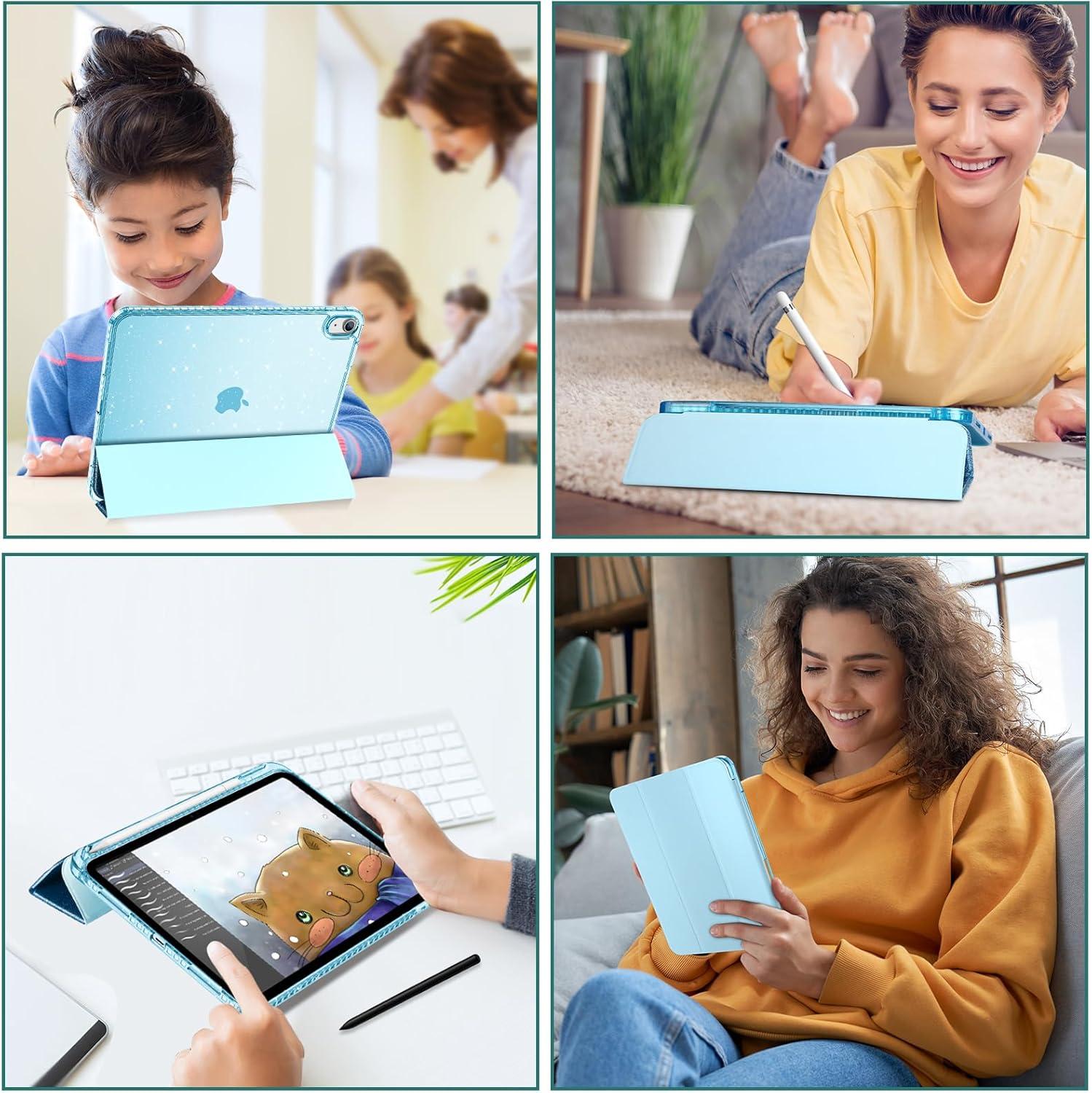 image:imageProCase for iPad A16 11th Generation 11 Inch 202510th Generation 109 Inch 2022 Case with Pencil Holder Hybrid iPad 11 10 Case with Clear Back Supports Auto WakeSleep BlackGlitterBlue