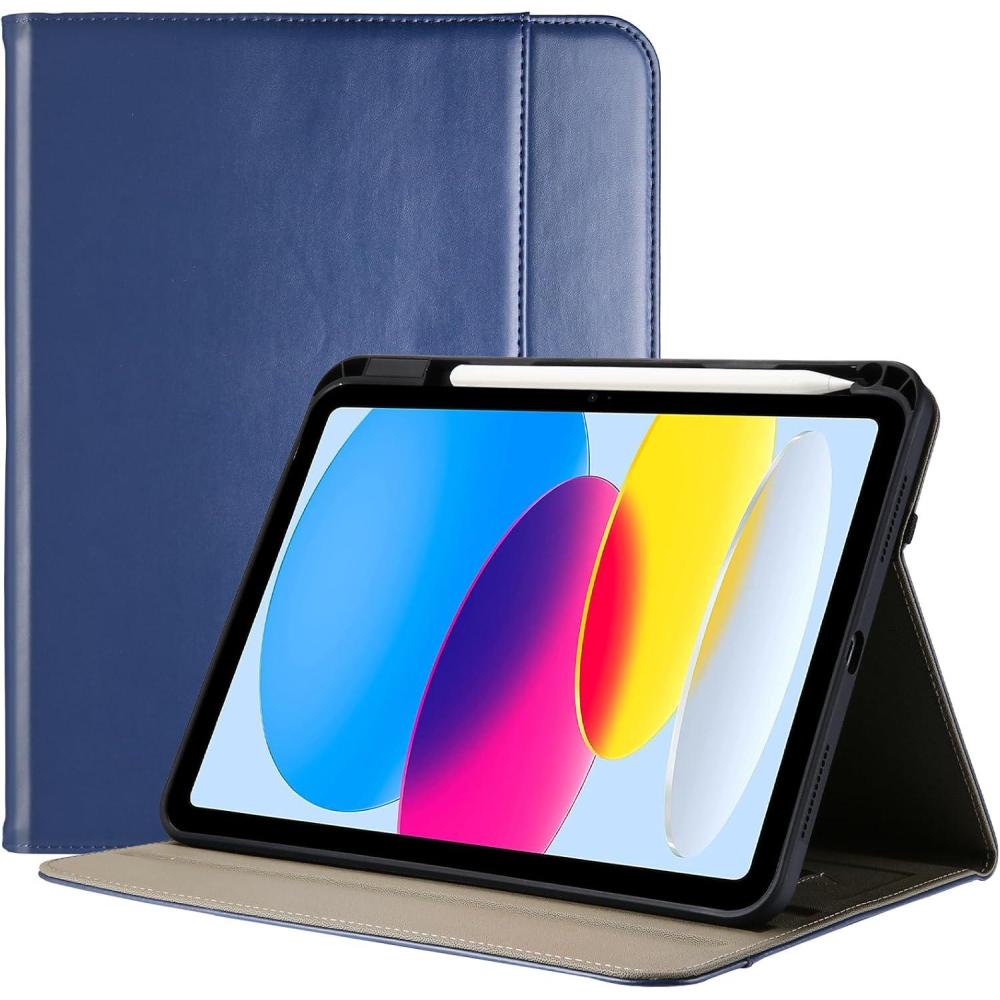 image:imageProCase for iPad A16 11th Generation 11 2025iPad 10th Generation 109 2022 with Pencil Holder iPad 1110 PU Leather Case Business Stand Cover Smart Folio with Hand Strap Front Pocket BrownNavy